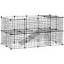 Voir la diapositive 1 : PAWHUT Cage parc enclos pour animaux domestiques L 146 x l 73 x H 73 cm modulable 2 niveaux 36 panneaux bords arrondis fil métallique noir