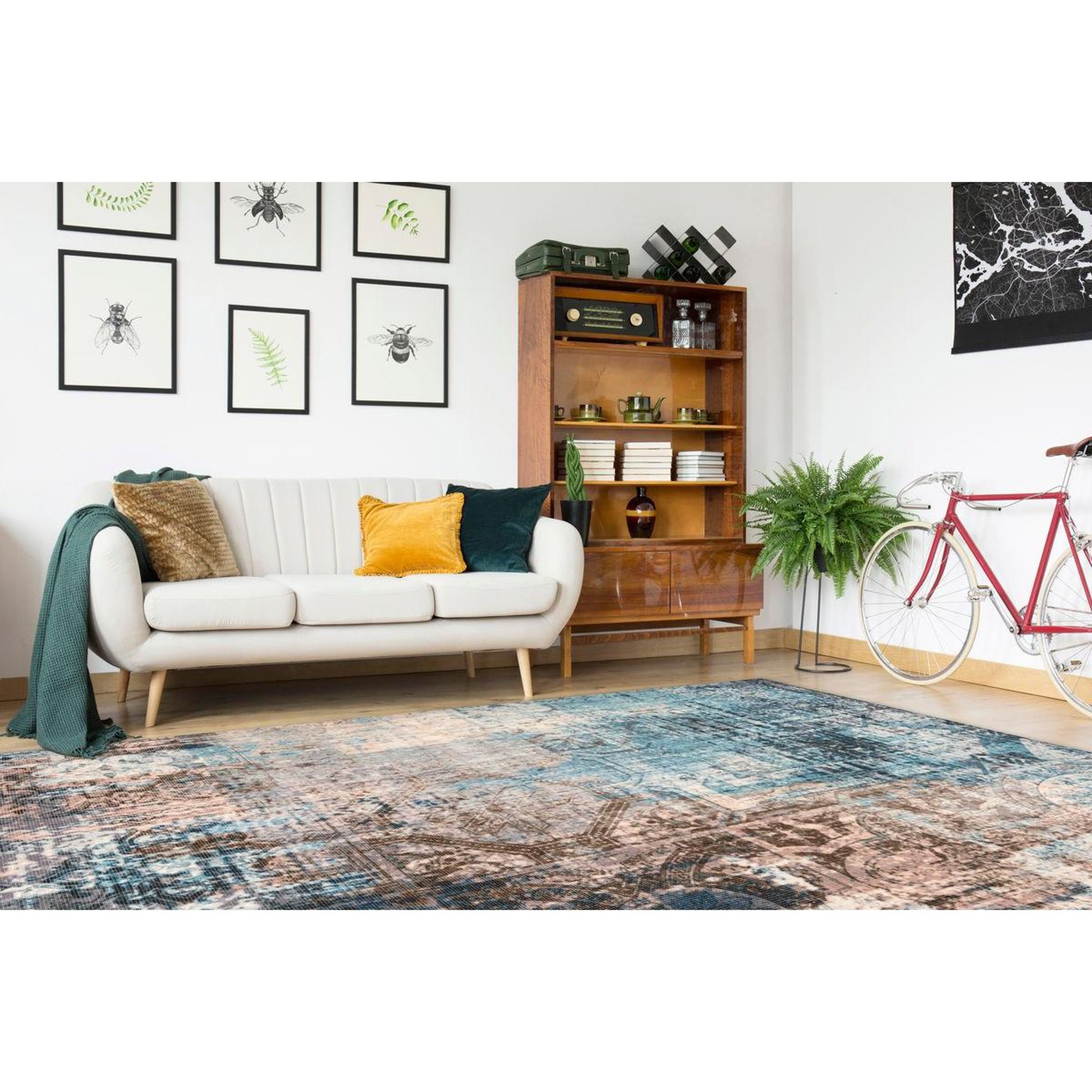 Voir la diapositive 2 : Paris Prix Tapis vintage à poils courts  indiana iii  bleu