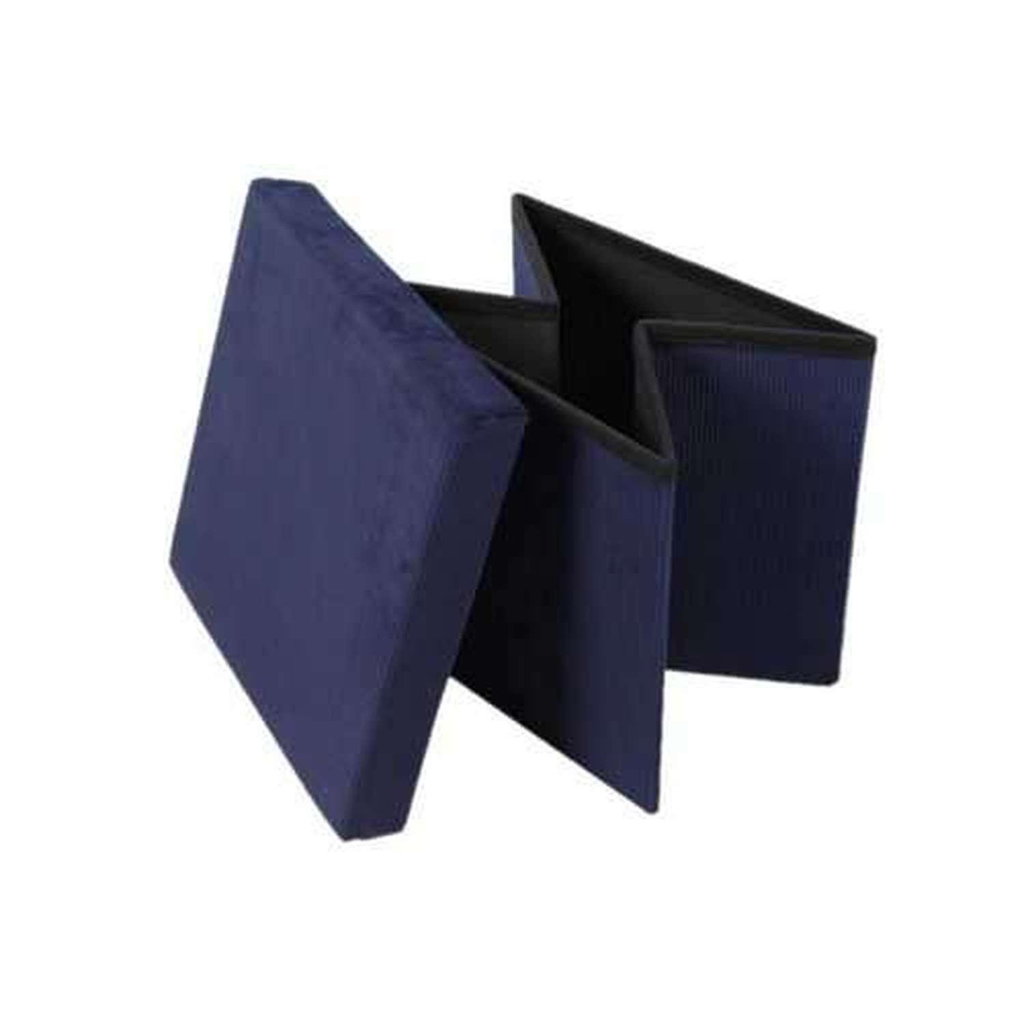 Voir la diapositive 3 : DIVERS Pouf de rangement pliable kube en velours côtelé - bleu