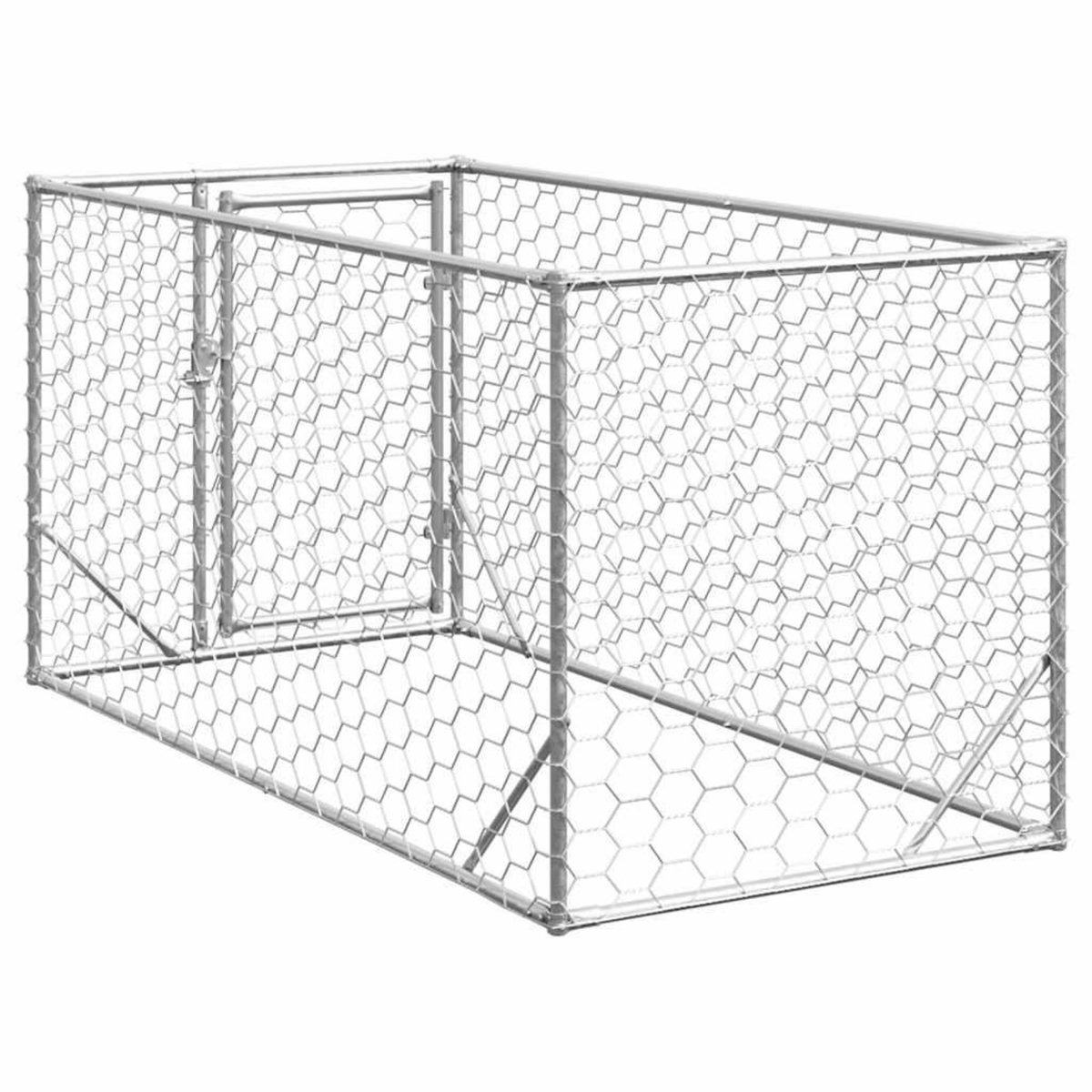 VIDAXL Chenil d'exterieur pour chiens porte 2x1x1 m acier galvanise