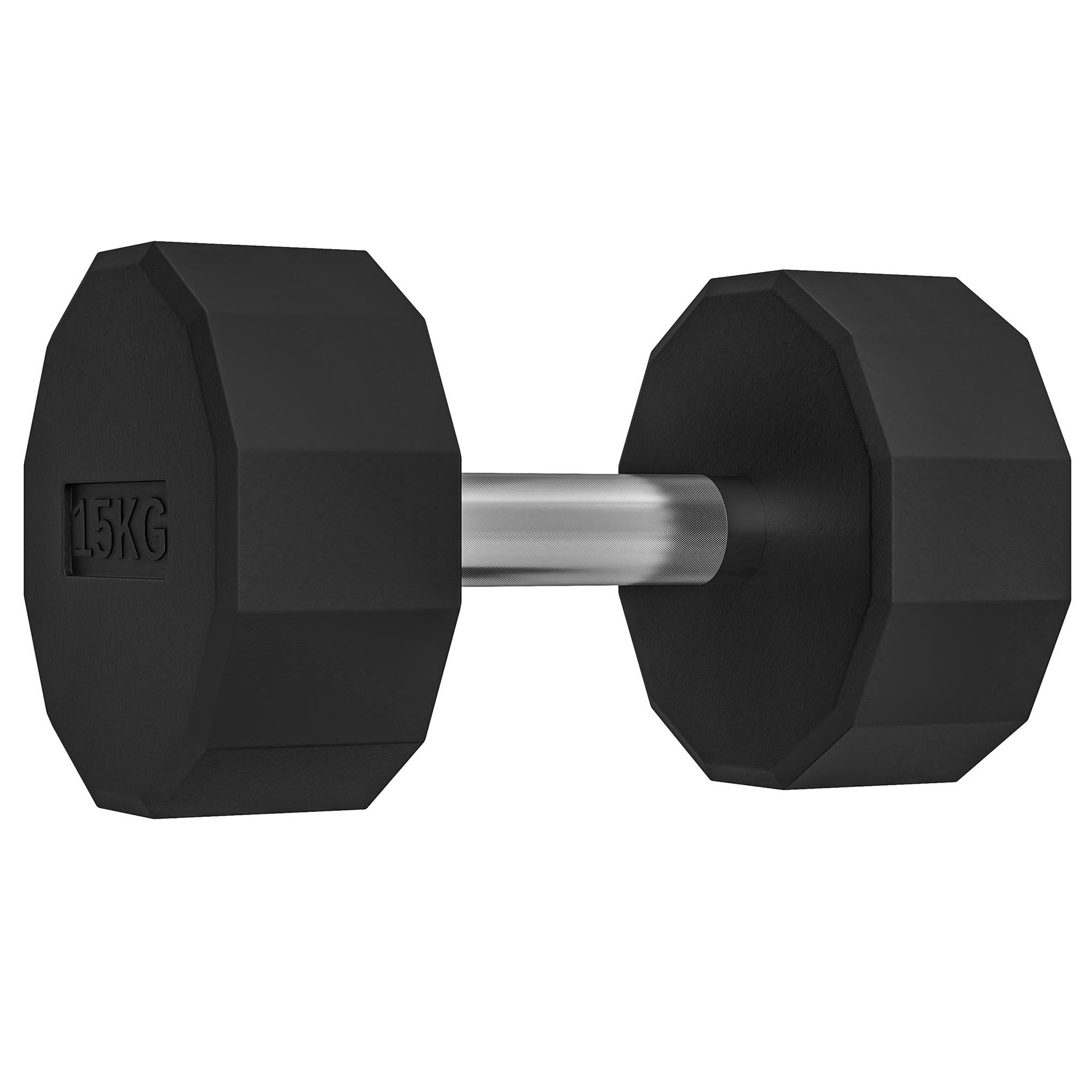 HOMCOM Haltère courte dodécagonale 15 kg - poignée antidérapante - métal caoutchouc noir