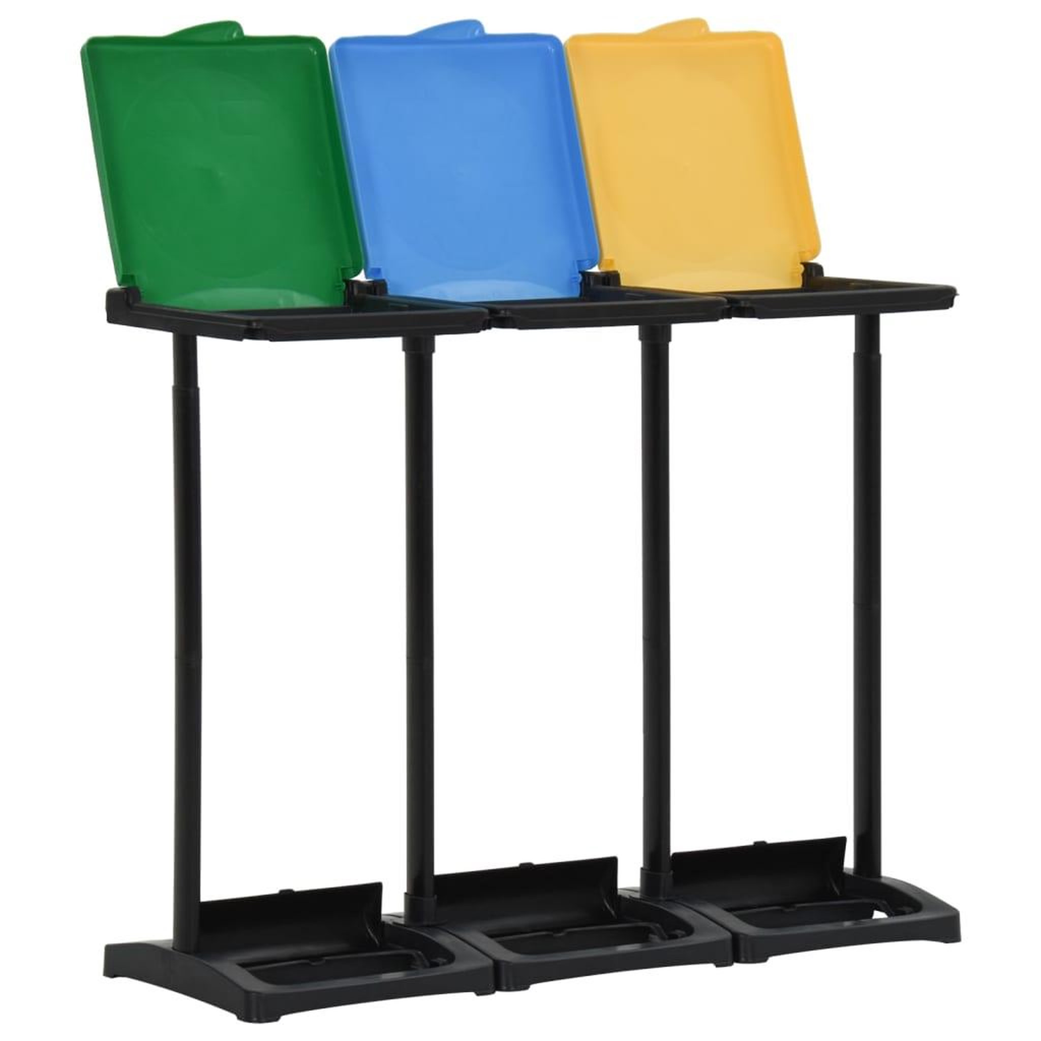Voir la diapositive 3 : VIDAXL Supports avec couvercle pour sacs poubelle 240-330 L PP