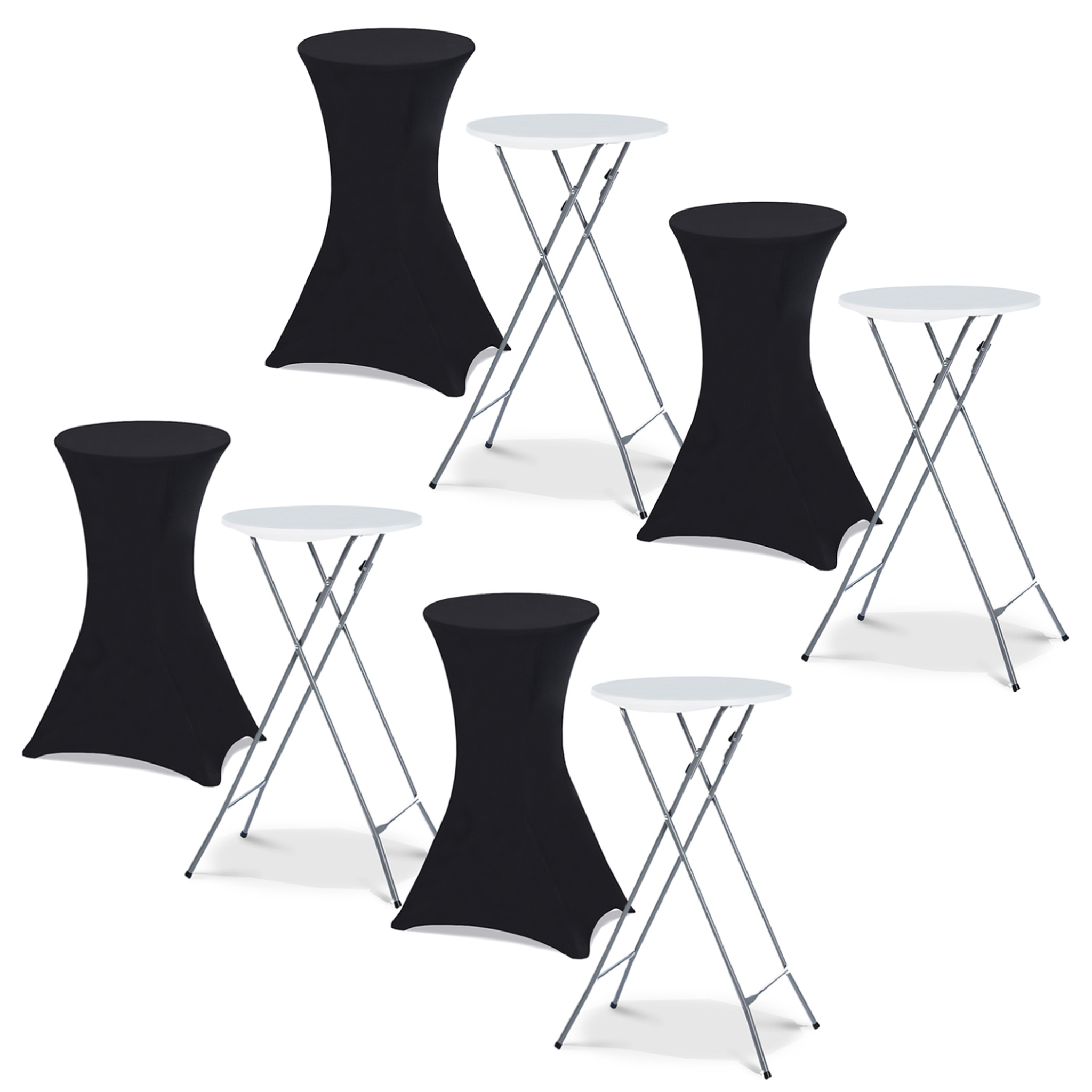 ID MARKET Lot de 4 tables hautes pliantes 105 cm et 4 housses noires