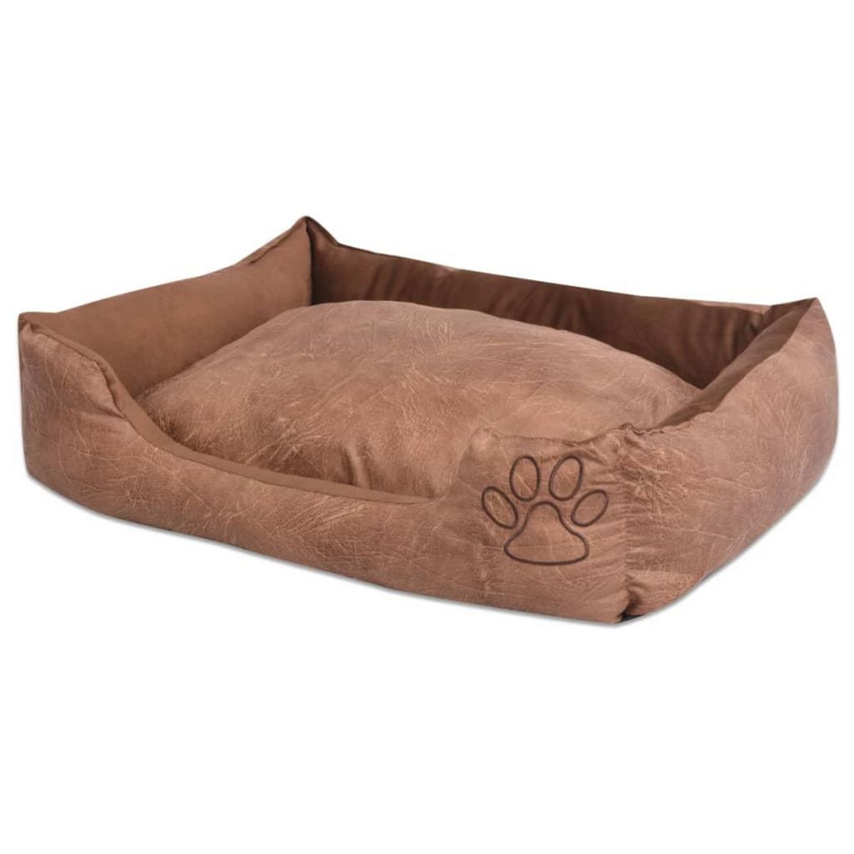 VIDAXL Lit pour chiens avec coussin Cuir artificiel PU Taille S Beige