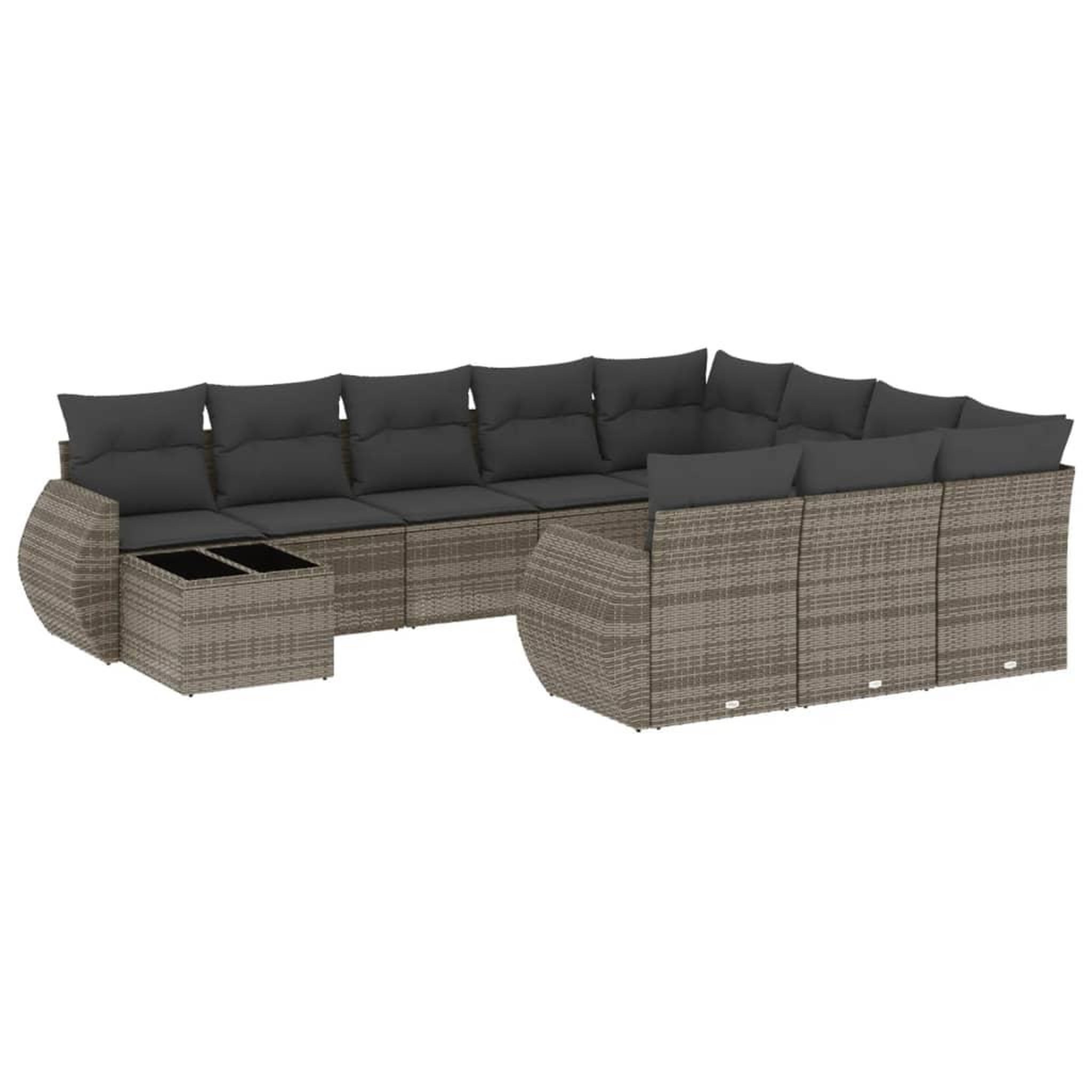 Voir la diapositive 2 : VIDAXL Salon de jardin 11 pcs avec coussins gris resine tressee