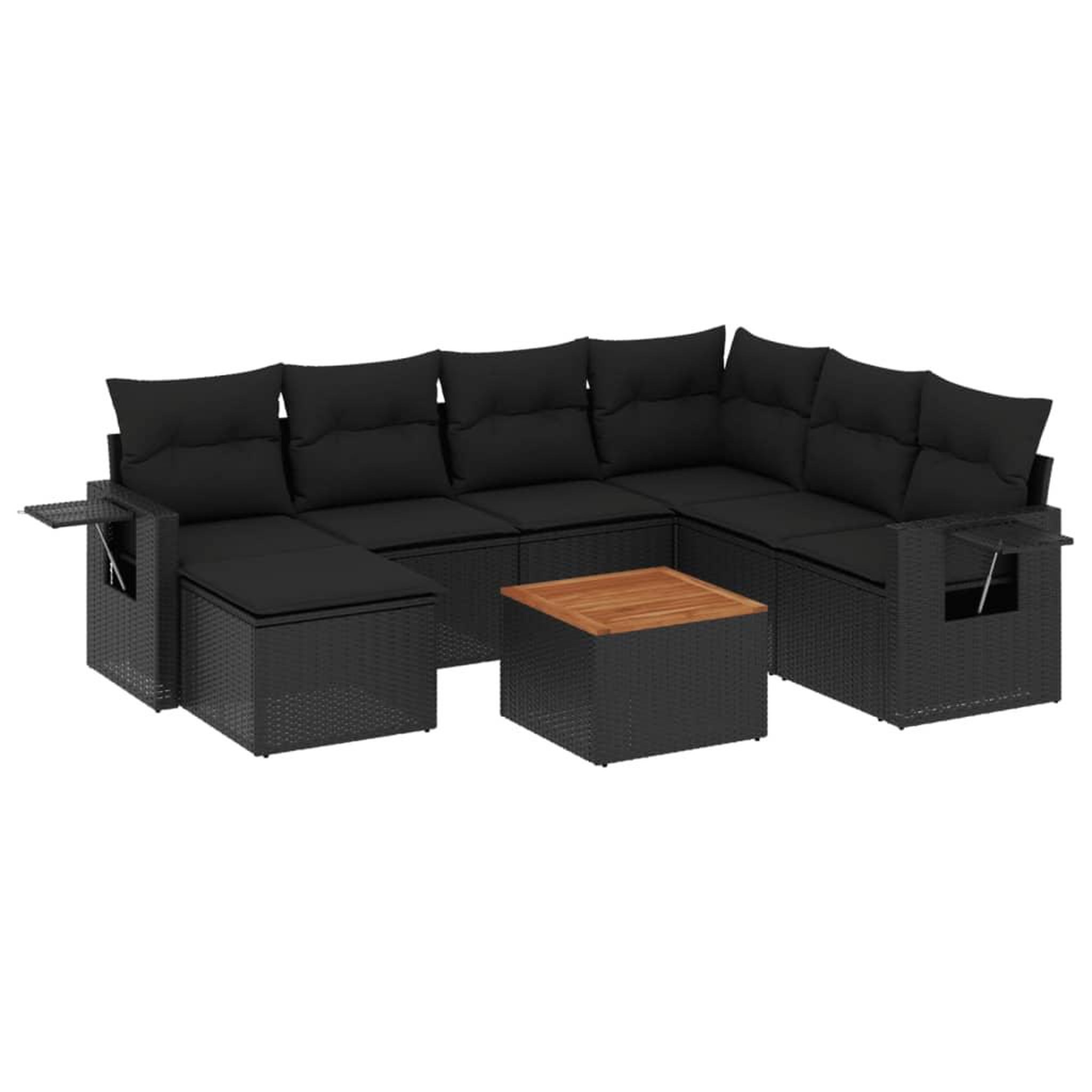 Voir la diapositive 2 : VIDAXL Salon de jardin 8 pcs avec coussins noir resine tressee