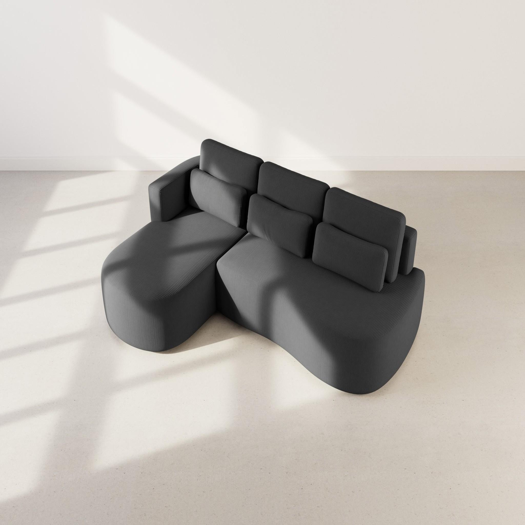 Voir la diapositive 6 : BEST MOBILIER Mahina - canapé d'angle gauche 4 places convertible avec coffre en velours côtelé