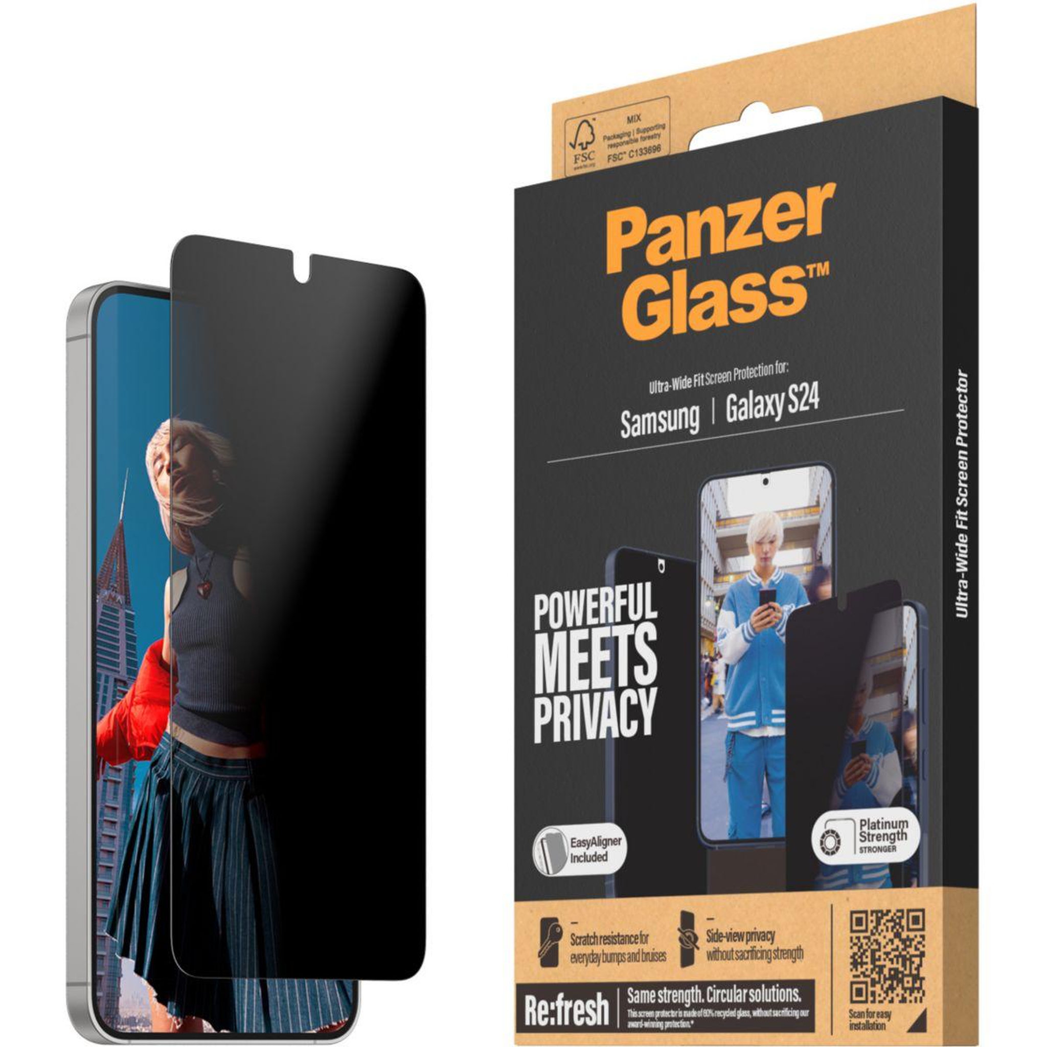 Voir la diapositive 5 : PANZERGLASS Protège écran samsung s24 privacy uwf