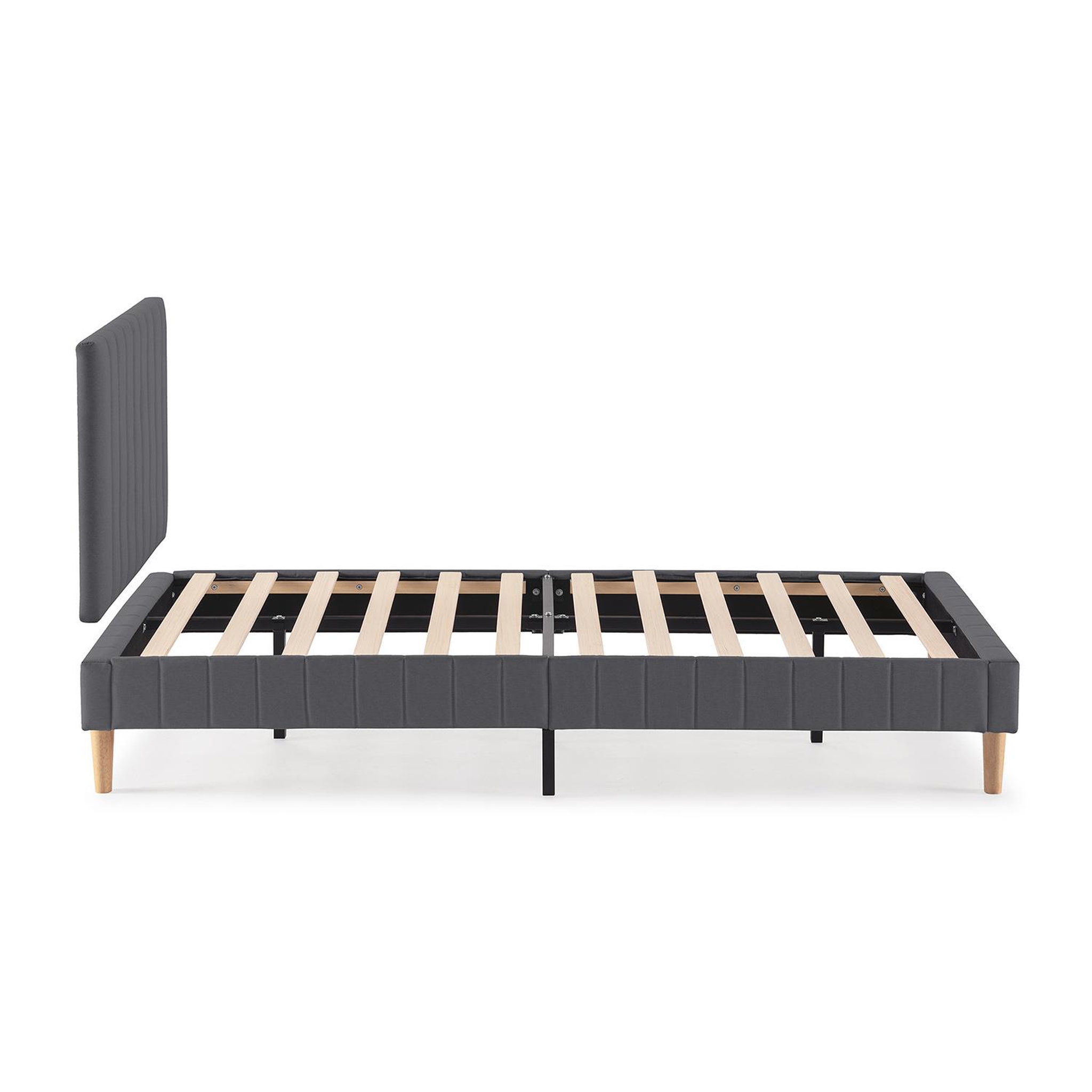 Voir la diapositive 4 : VS VENTA-STOCK Sommier + tête de lit Eris 90x190 cm Gris foncé