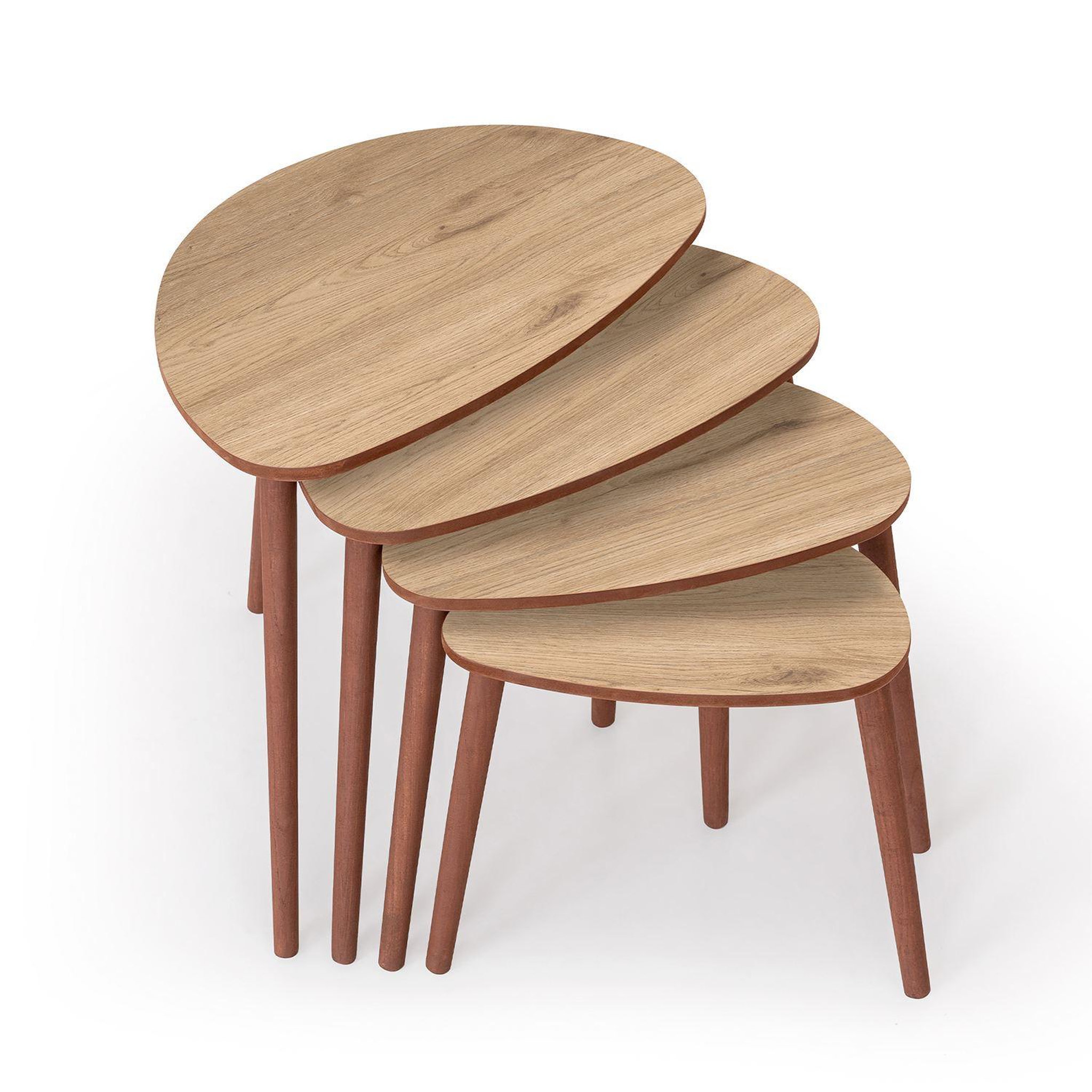 Voir la diapositive 4 : Habitat et Jardin Table gigogne (4 pièces) en bois  nora  68 x 45 x 55 cm - chêne