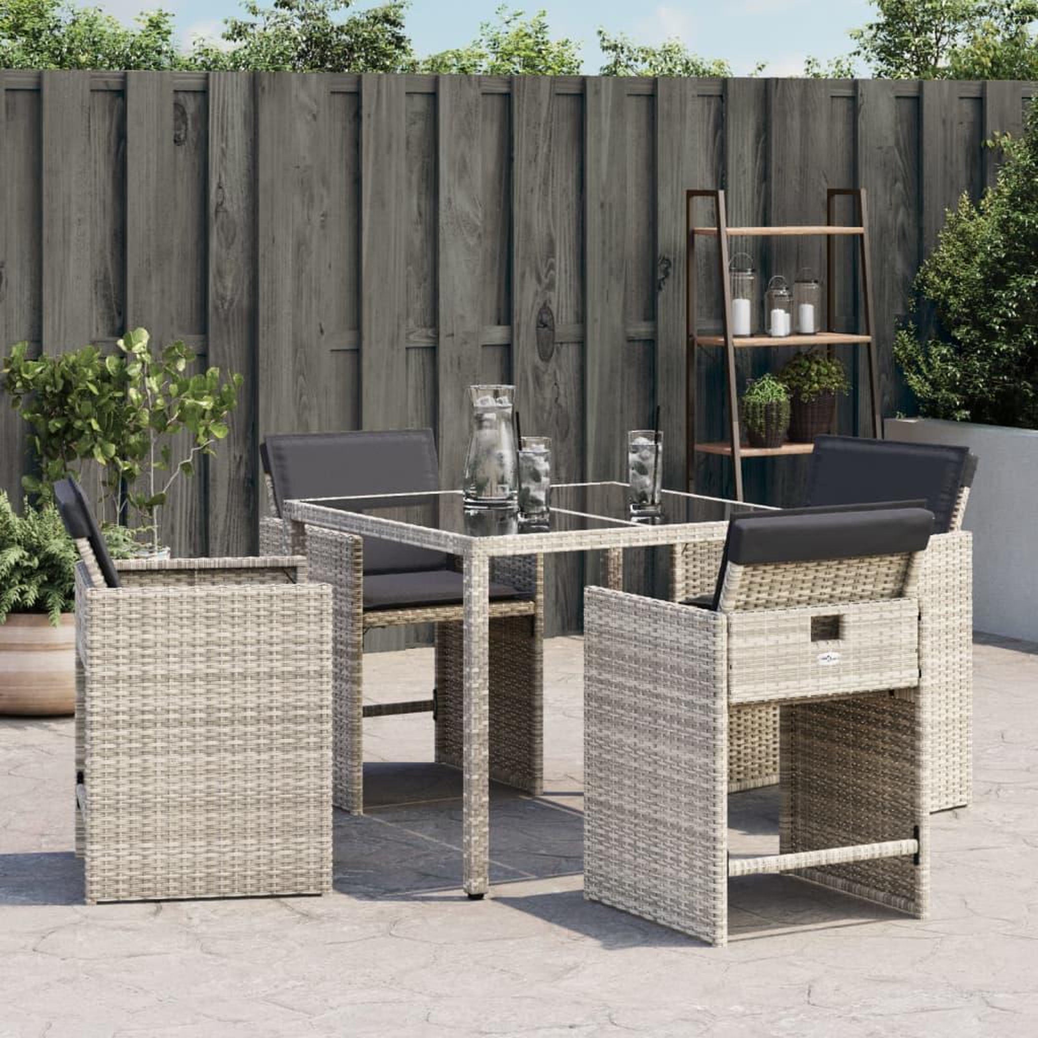 Voir la diapositive 3 : VIDAXL Chaises de jardin avec coussins lot de 4 gris clair poly rotin
