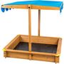 Voir la diapositive 2 : tectake Bac à sable, cabane de jardin enfant avec toit et véranda en bois avec toit réglable bleu