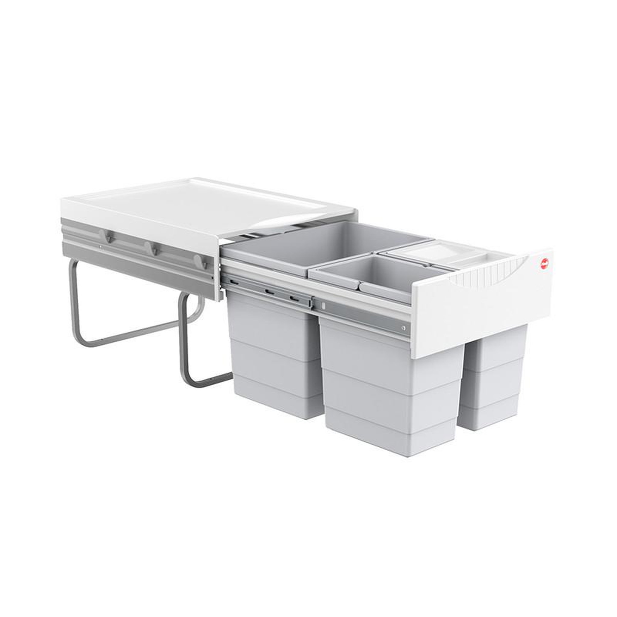 HAILO Poubelle de cuisine tri sélectif 3 bacs encastrable 35l (18+8.5+8.5) hailo as raumspar tandem