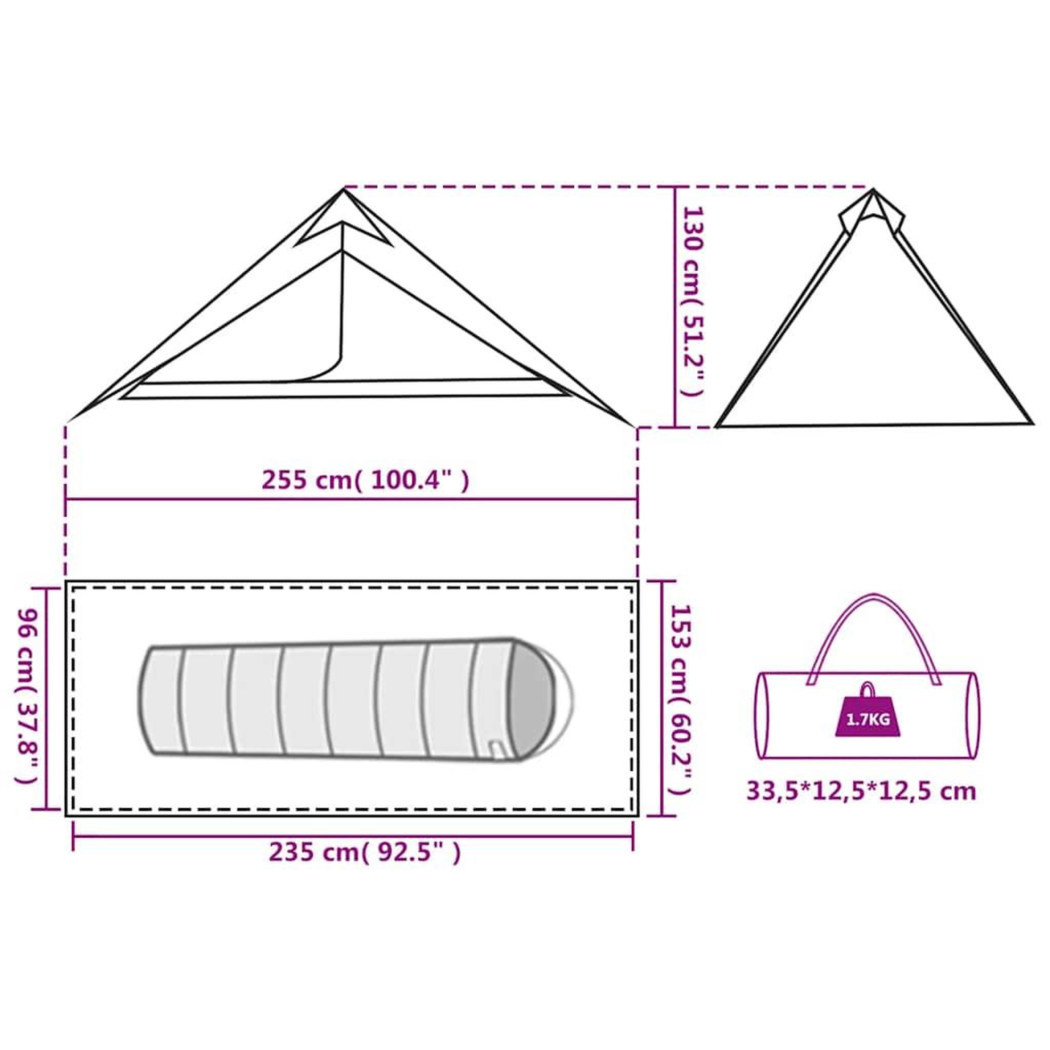 Voir la diapositive 6 : VIDAXL Tente de camping tipi 1 personne vert impermeable