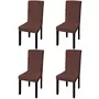VIDAXL Housse de chaise droite extensible 4 pcs marron