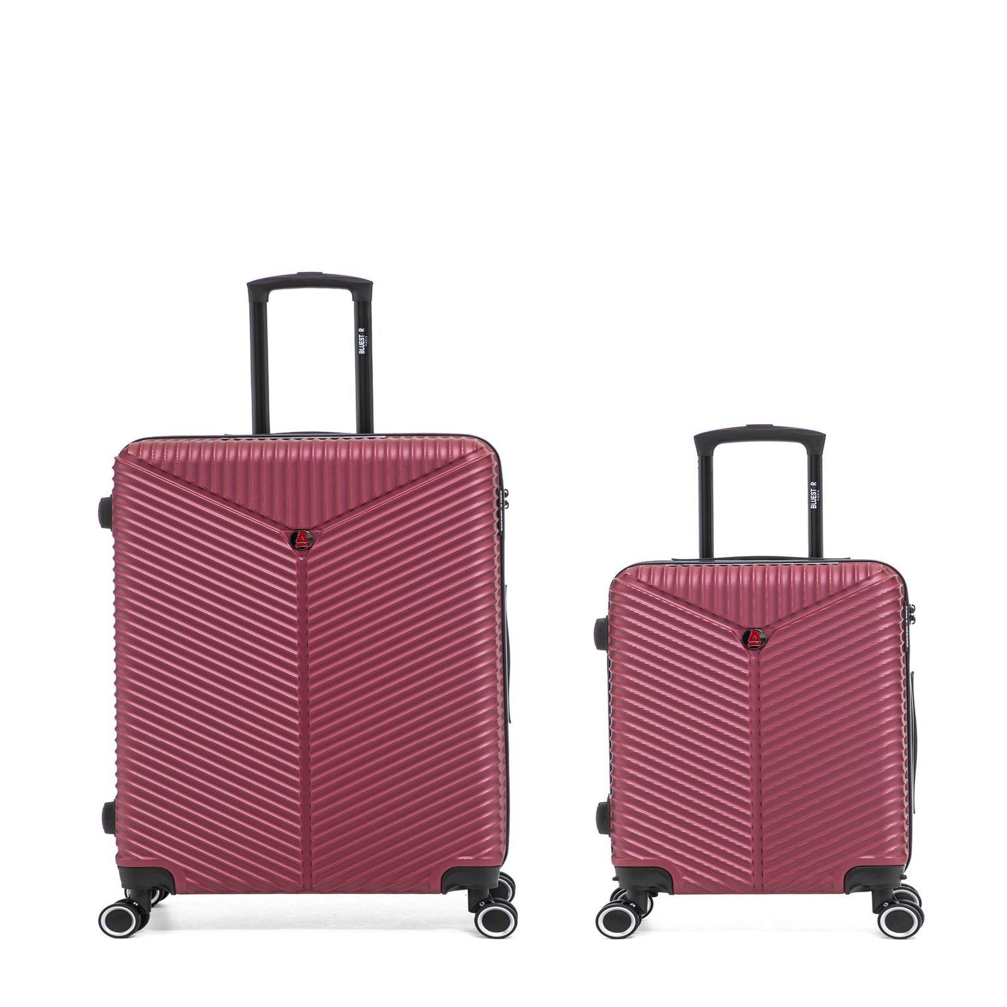 BLUESTAR Lot de 2 Valises Rigides Grand Format et Cabine GAITE. Coloris disponibles : Bleu, Jaune, Rose, Vert