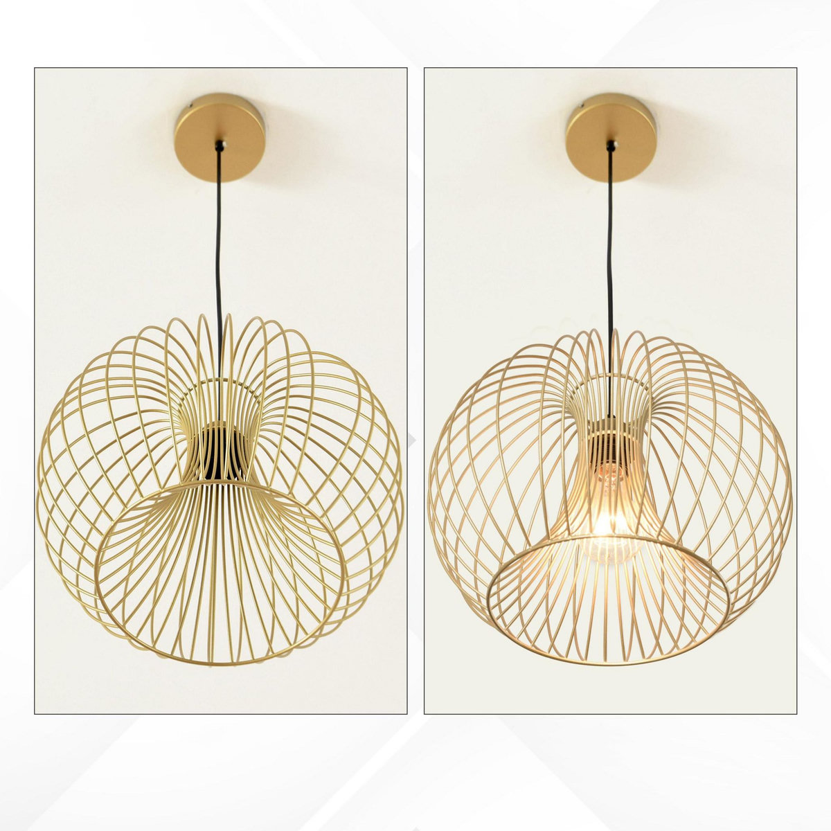 HOMCOM Lustre suspension design filaire dorée Ø 37 x 150 cm métal doré