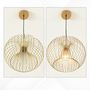Voir la diapositive 3 : HOMCOM Lustre suspension design filaire dorée Ø 37 x 150 cm métal doré