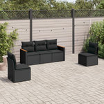 VIDAXL Salon de jardin 5 pcs avec coussins noir resine tressee