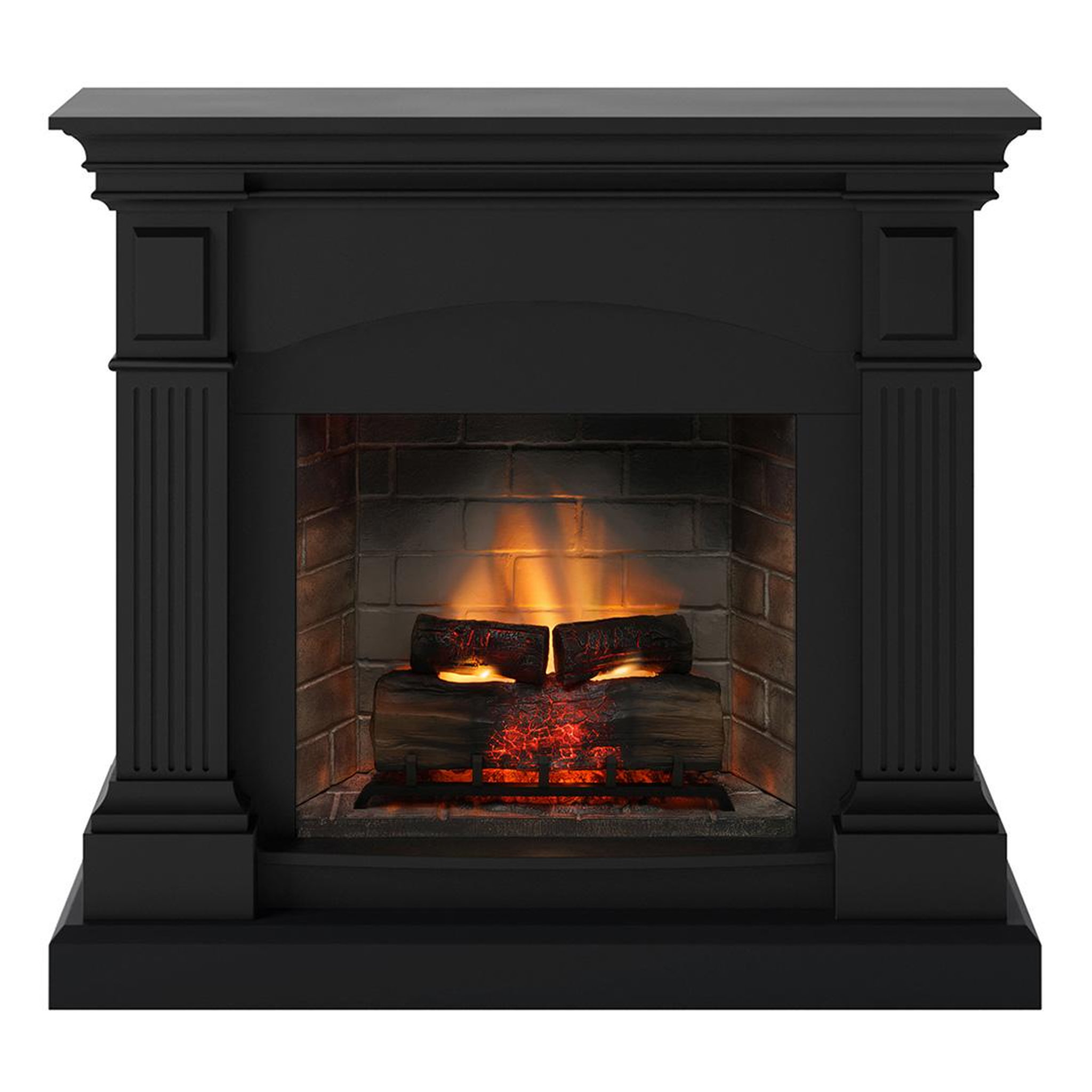 CENTRALE BRICO Cheminée électrique connectée 1400W - MAGNA Powerflame 2 - effets flammes 3D et crépitement - Noir