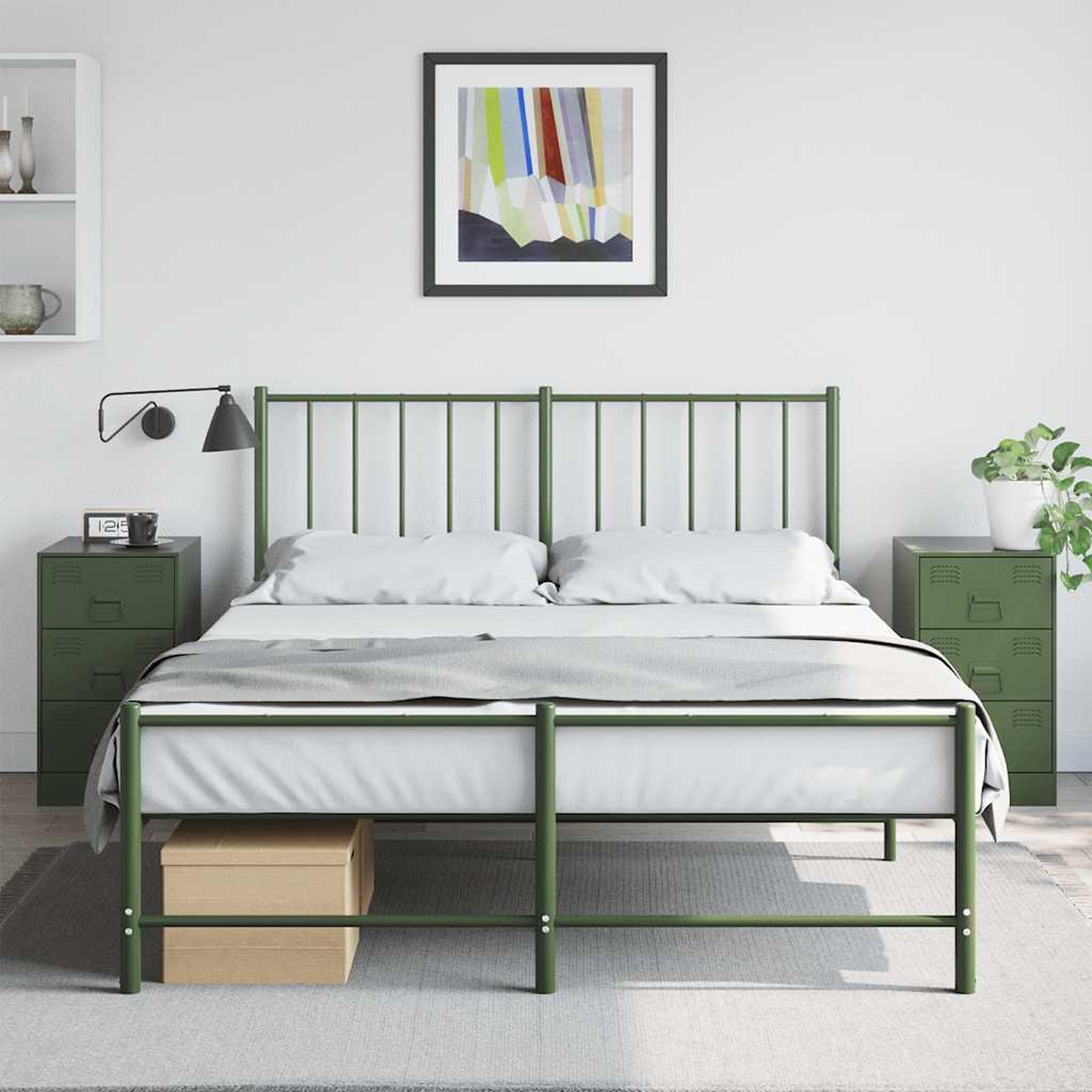 VIDAXL Tables de chevet 2 pcs vert olive 34,5x39x62 cm acier