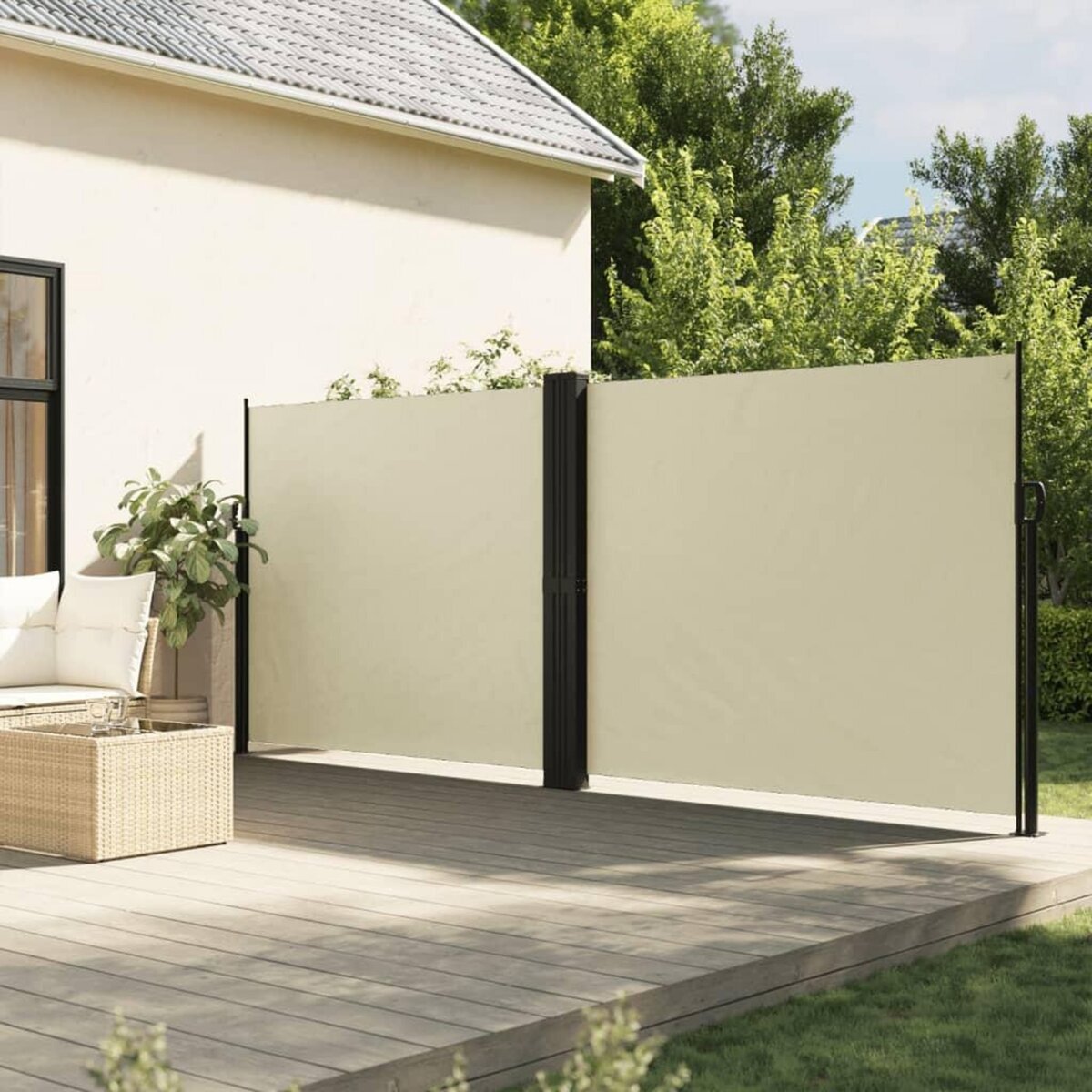 VIDAXL Auvent lateral retractable creme 180x1000 cm