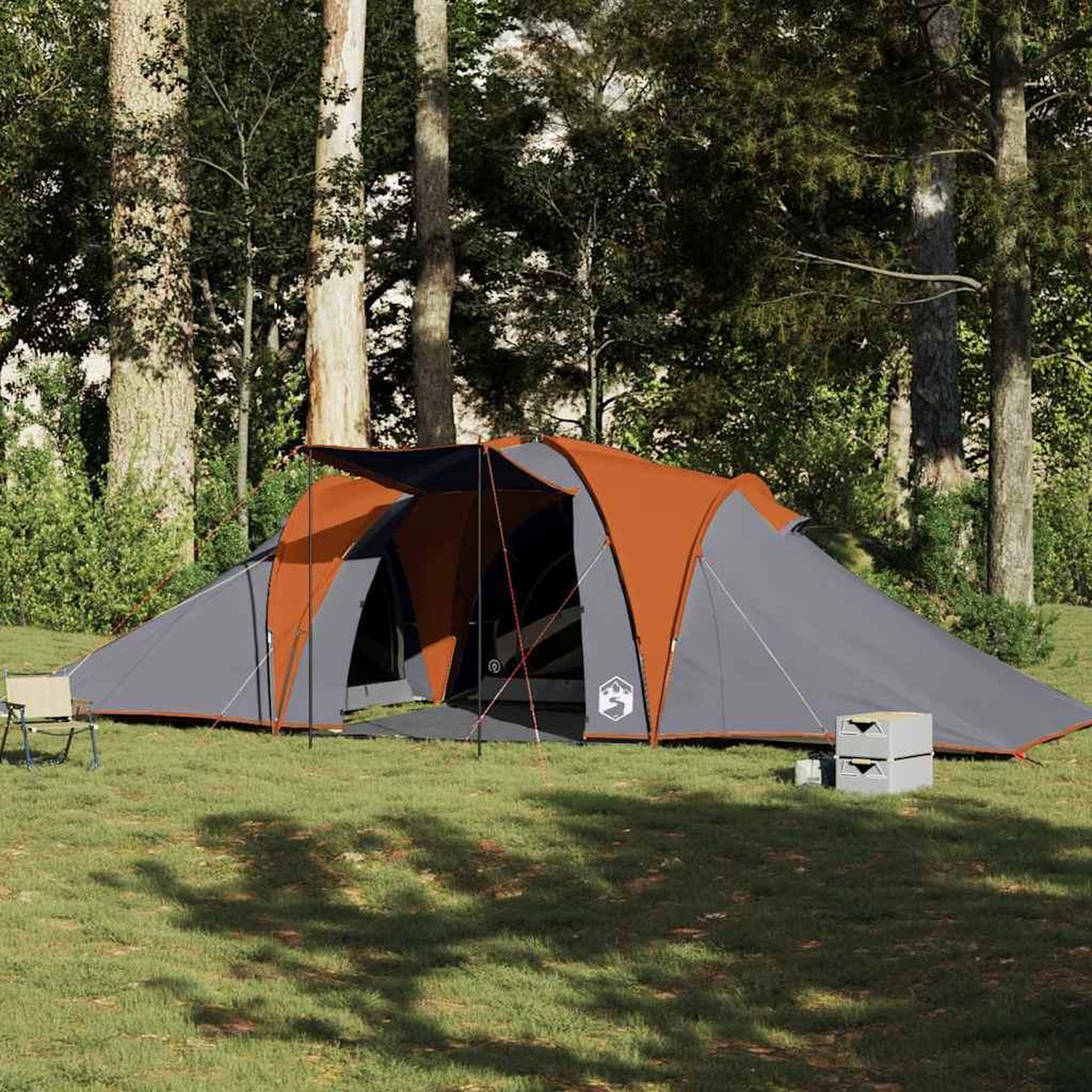 VIDAXL Tente familiale a dome 6 personnes gris et orange impermeable