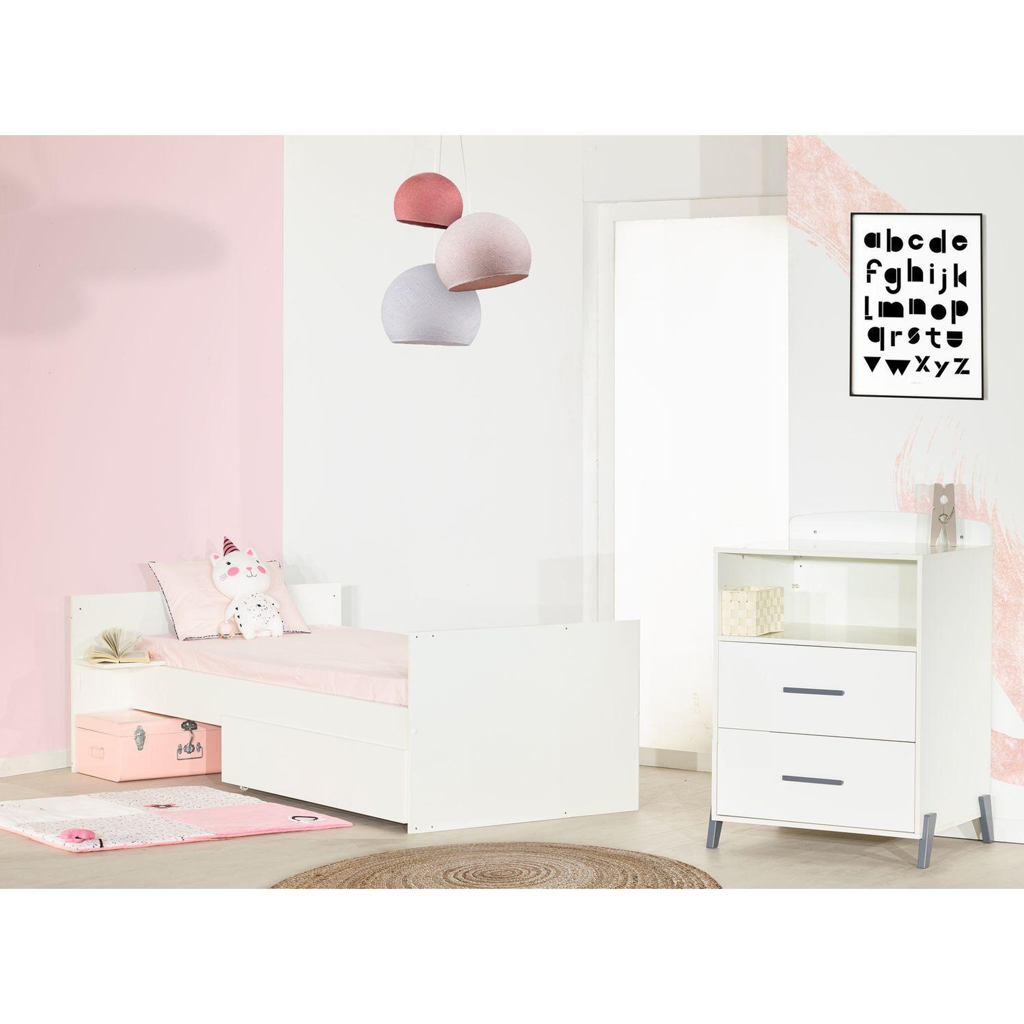 Voir la diapositive 5 : BABY PRICE  Lit bébé combiné 120x60 évolutif en 90x190cm JOY coloris gris  