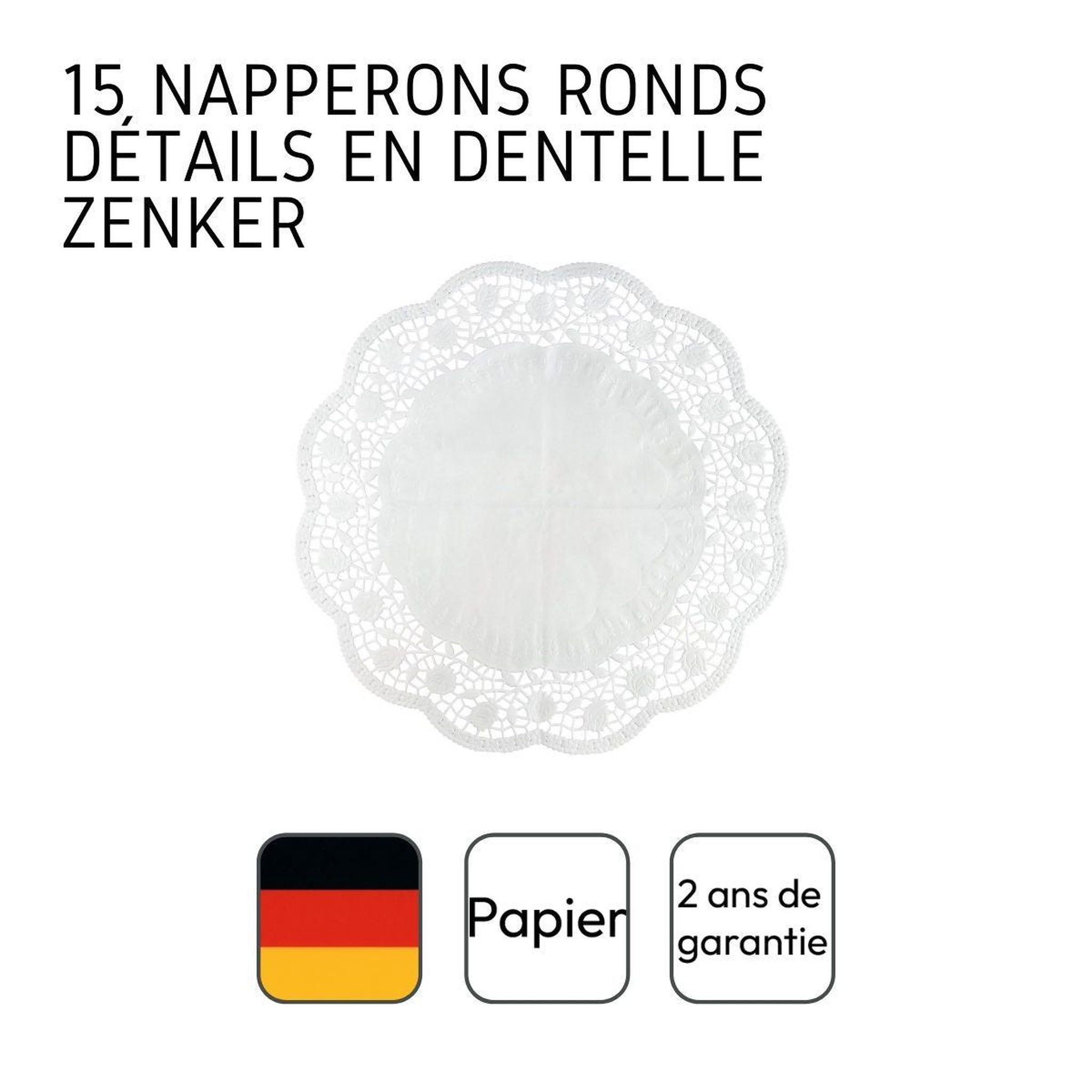 Voir la diapositive 4 : ZENKER Lot de 15 napperons papier ronds pour tartes et gâteaux zenker
