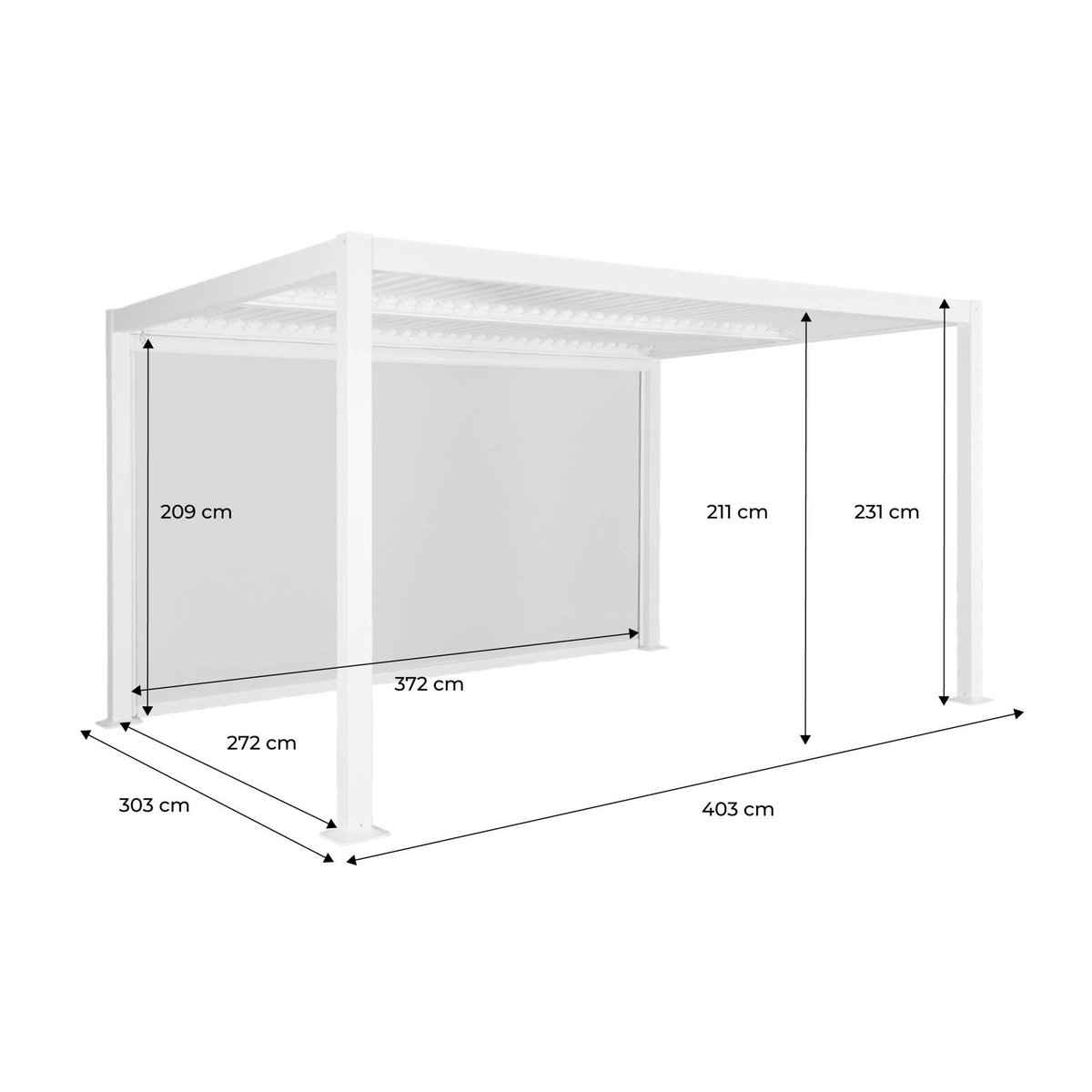 SWEEEK Pergola bioclimatique aluminium et acier 3x4m lames orientables + store 4m PALACE anthracite