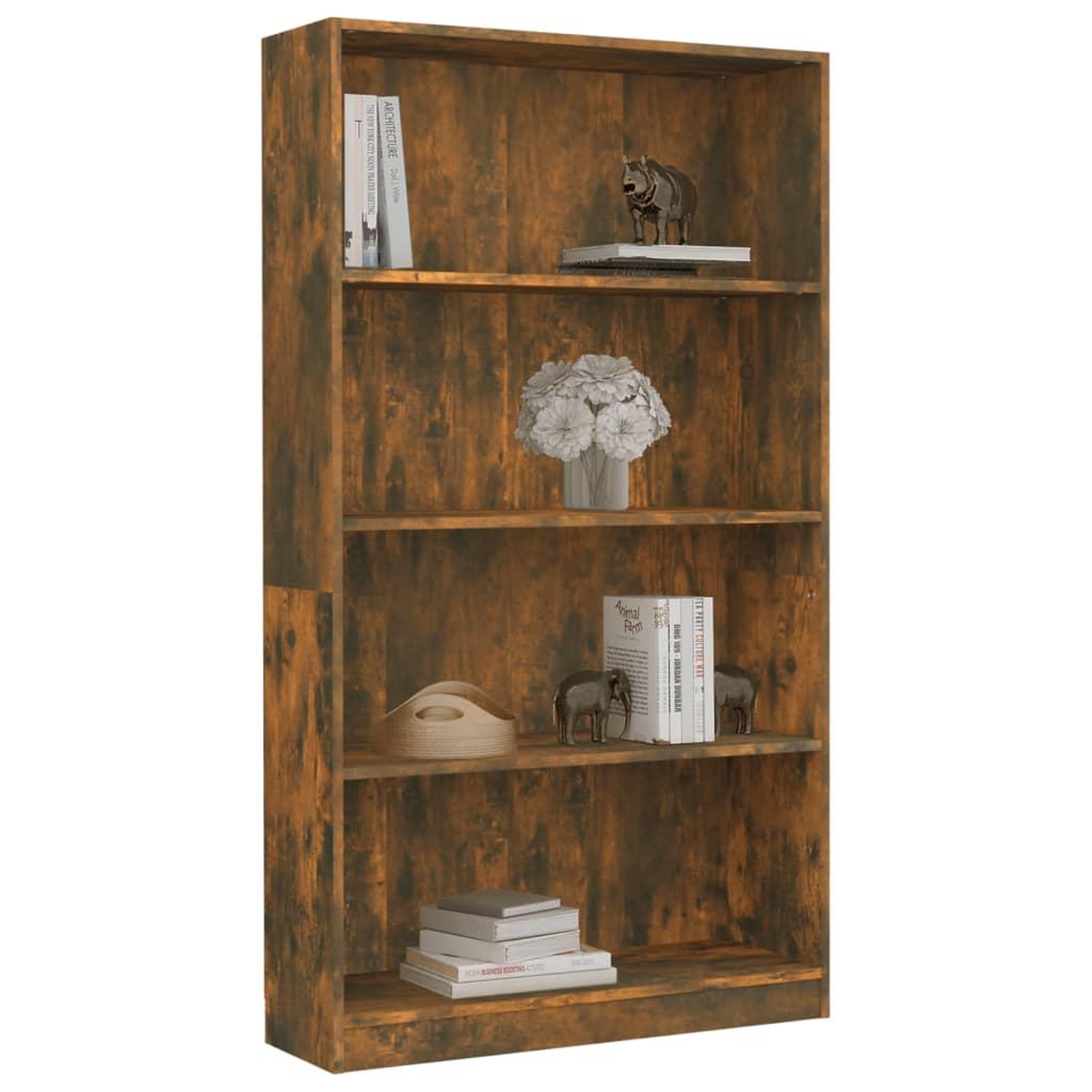 Voir la diapositive 3 : VIDAXL Bibliotheque 4 niveaux Chene fume 80x24x142cm Bois d'ingenierie