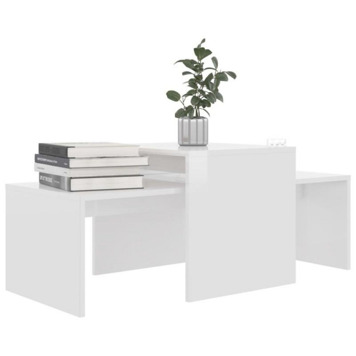 VIDAXL Ensemble de table basse Blanc brillant Bois d'ingénierie
