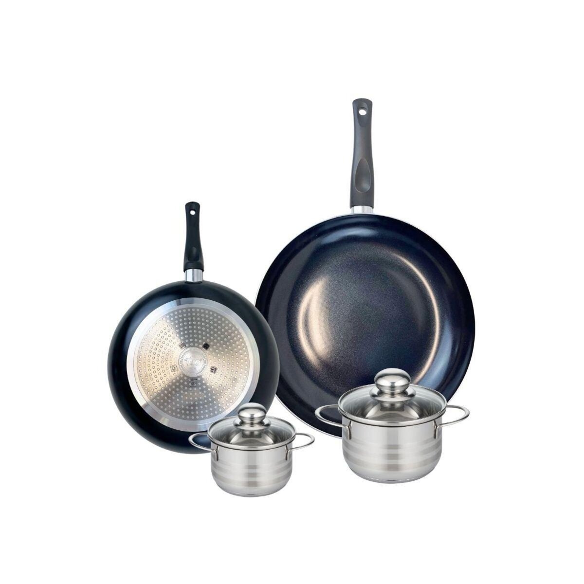 ELO Ensemble de 2 Poêles de cuisson 24 et 32 cm et 2 faitouts 14 et 16 cm Elo Prima Brillant