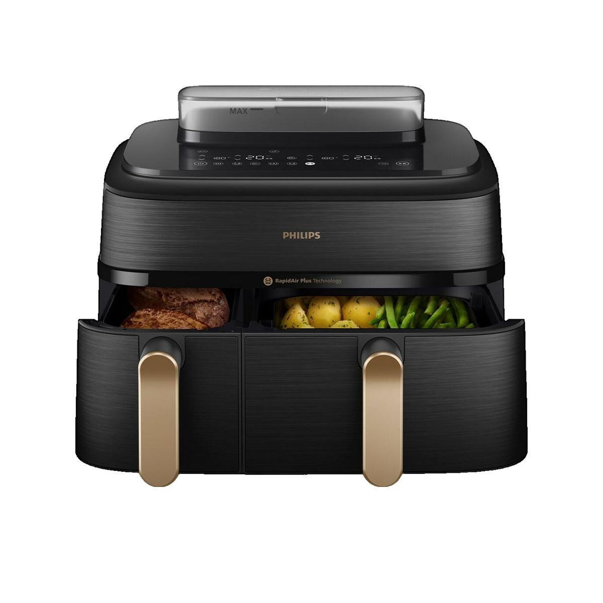 Voir la diapositive 3 : Philips Friteuse à air Philips Air Fryer NA552/00 avec deux paniers de 6L et 3L