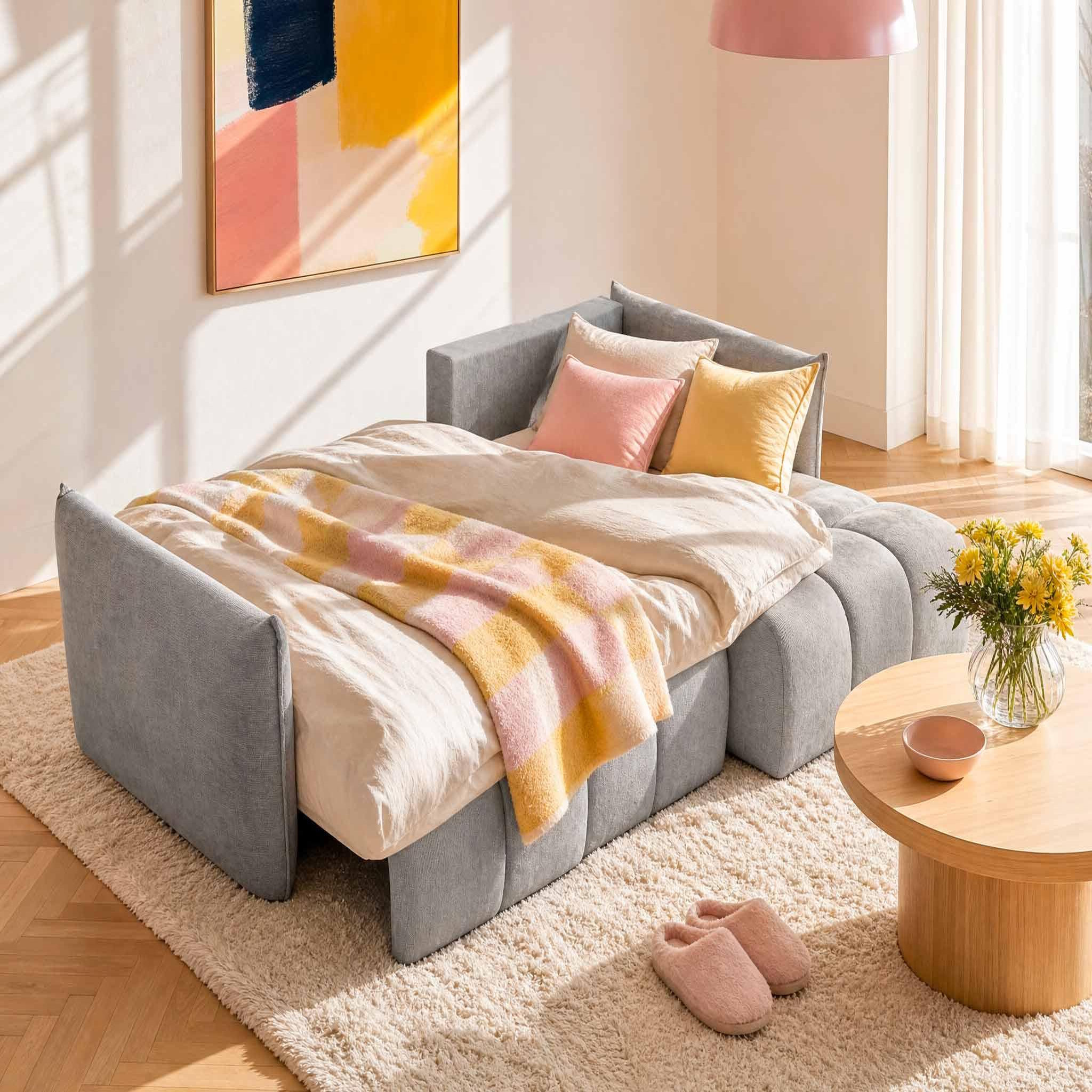Voir la diapositive 2 : BEST MOBILIER Ambroise - canapé d'angle droit 4 places convertible avec coffre en velours texturé