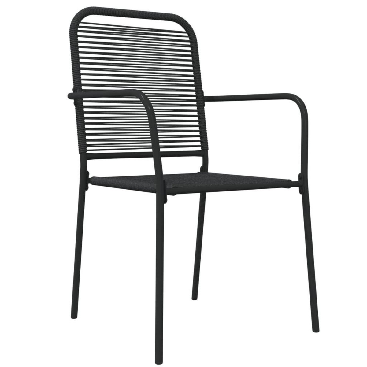 VIDAXL Ensemble a manger de jardin 7 pcs Noir Corde de coton et acier