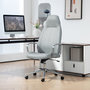 Voir la diapositive 2 : HOMCOM Chaise de bureau manager design hauteur réglable accoudoirs rembourrés métal tissu gris argenté