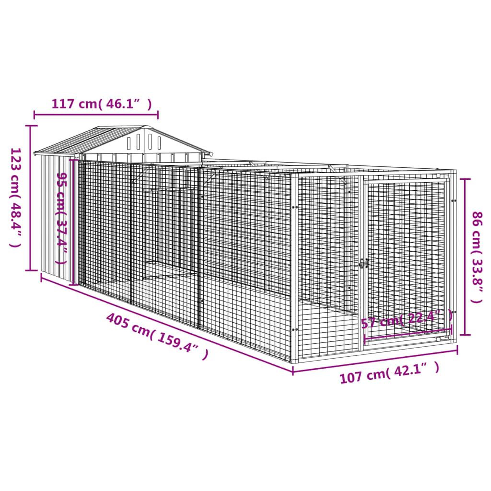 Voir la diapositive 6 : VIDAXL Niche pour chien avec toit gris clair acier galvanise