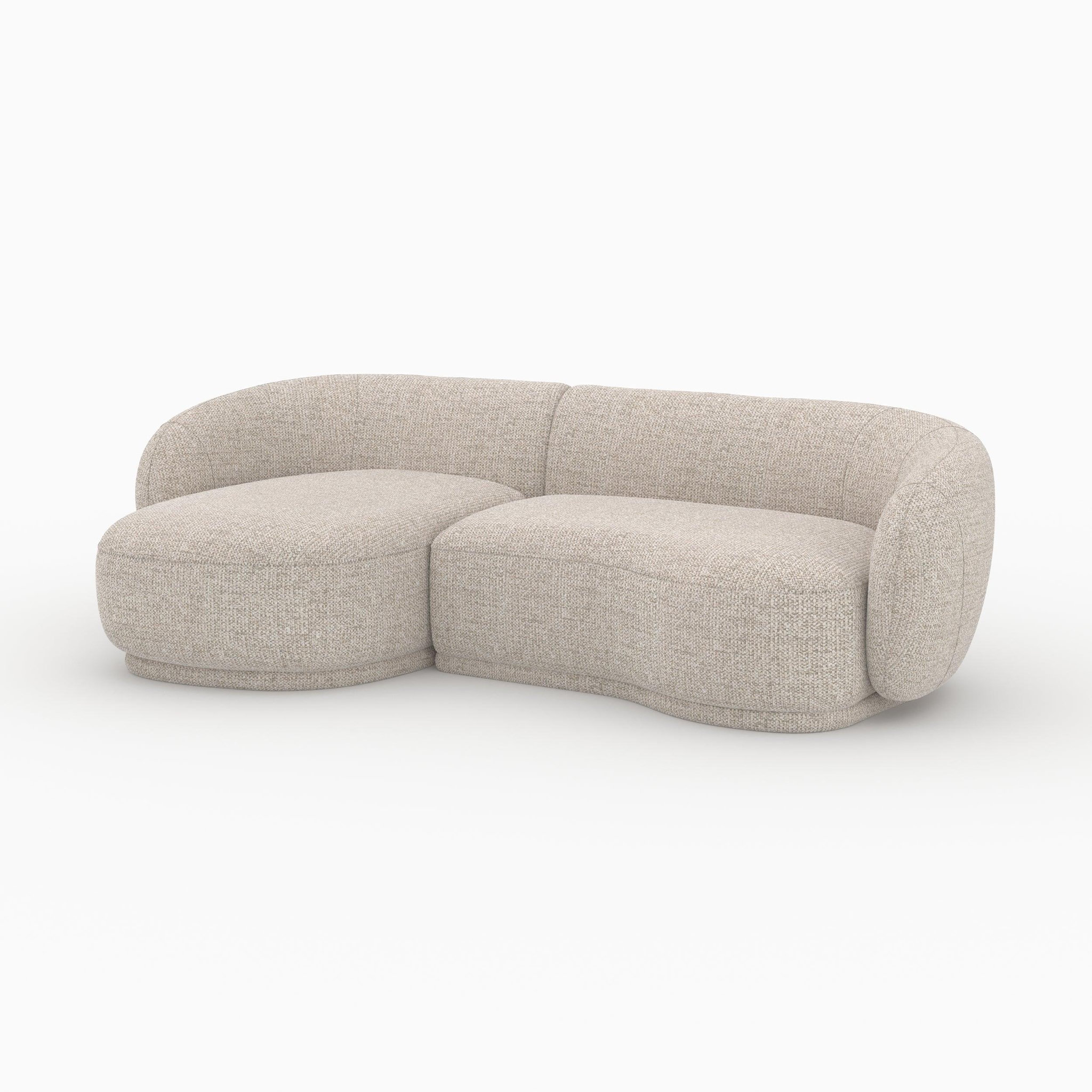 Voir la diapositive 6 : MAISON PAVANE Canapé d'angle modulable 4 places en tissu beige chiné-nova