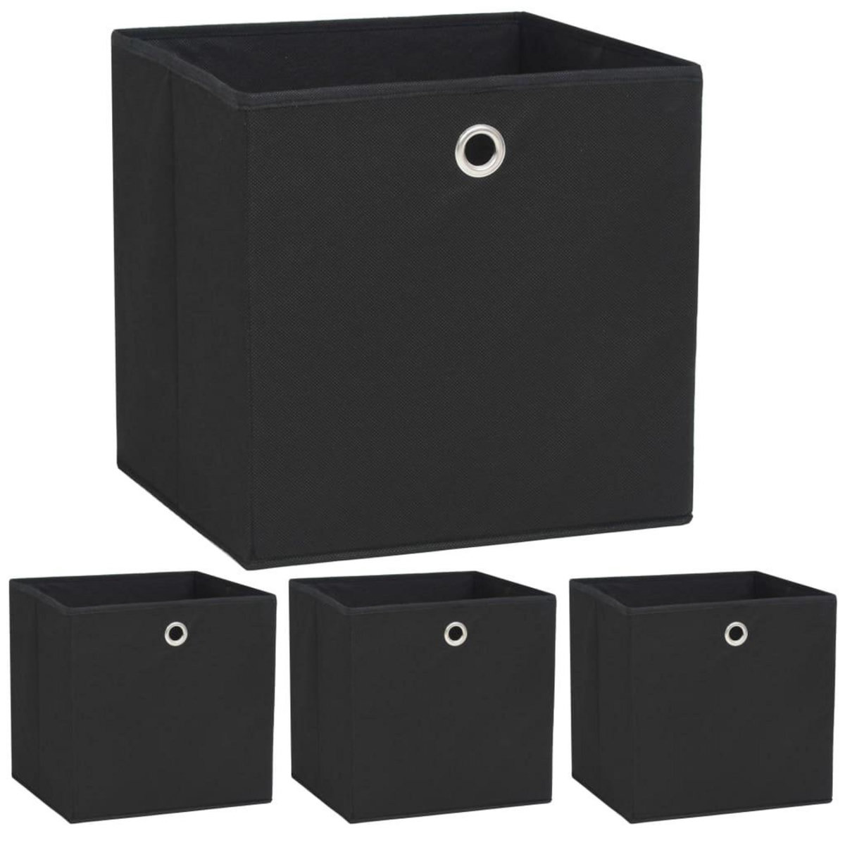 VIDAXL Boîte de rangement 4 pcs Tissu non-tisse 32x32x32 cm Noir