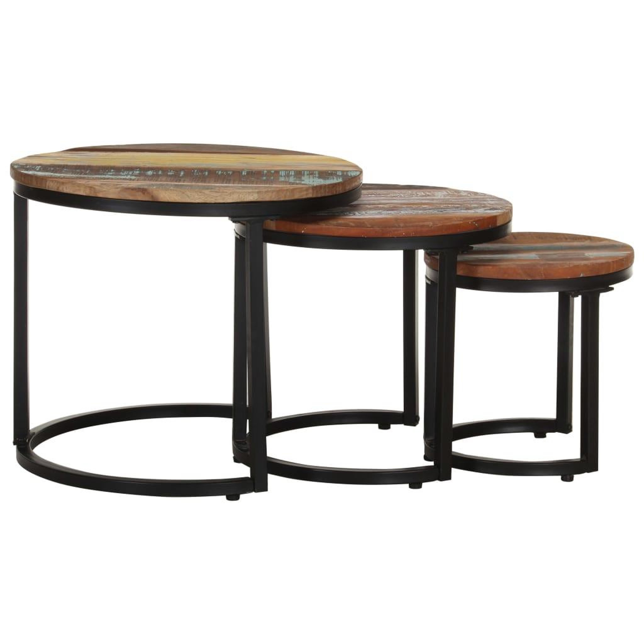 Voir la diapositive 3 : VIDAXL Tables d'appoint 3 pcs Bois de recuperation massif
