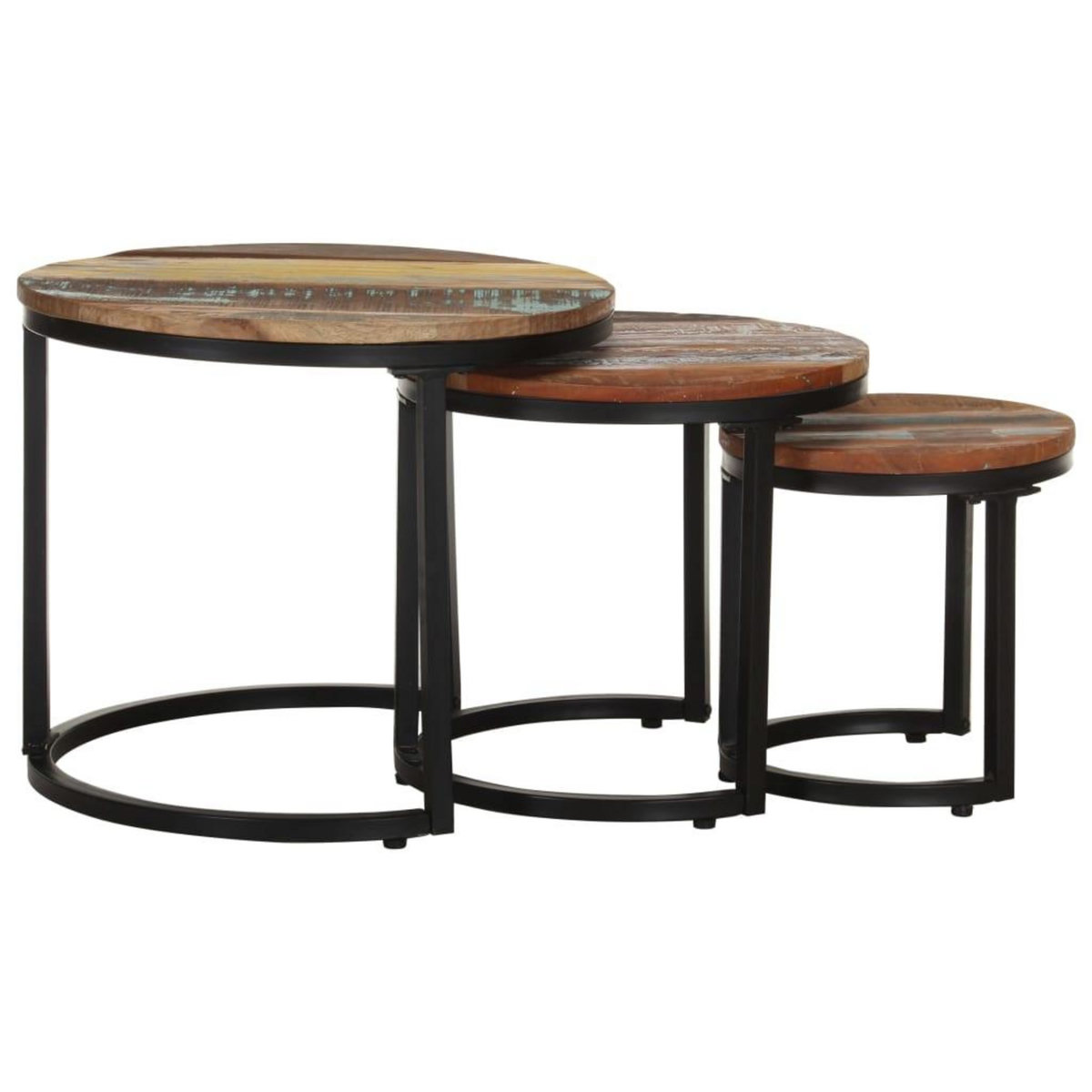 VIDAXL Tables d'appoint 3 pcs Bois de recuperation massif