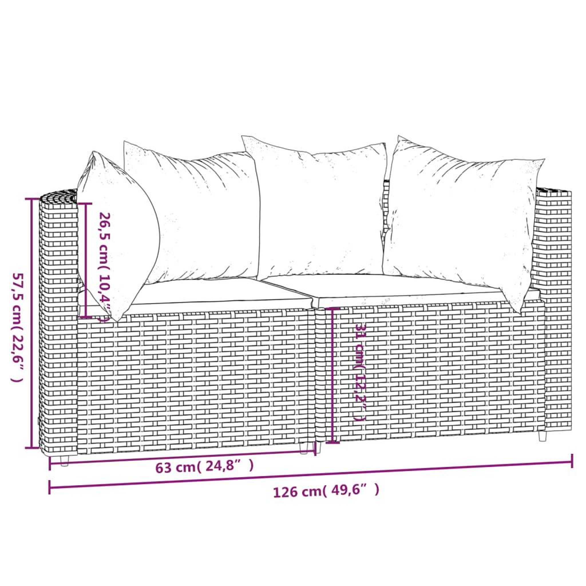 Voir la diapositive 6 : VIDAXL Canapes d'angle de jardin et coussins 2pcs Noir Resine tressee