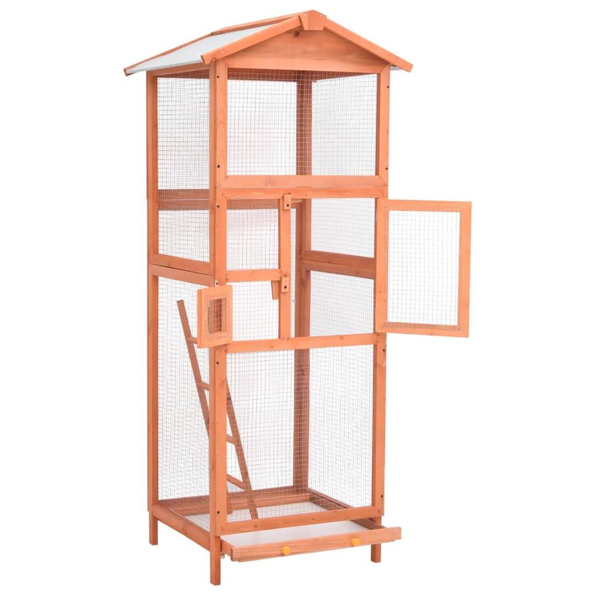 Voir la diapositive 2 : VIDAXL Cage a oiseaux 68x62x166 cm bois de sapin massif