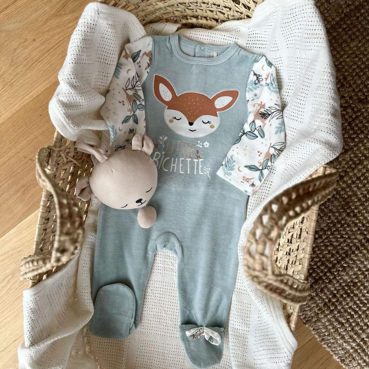 Petit Béguin Pyjama bébé en velours Alma