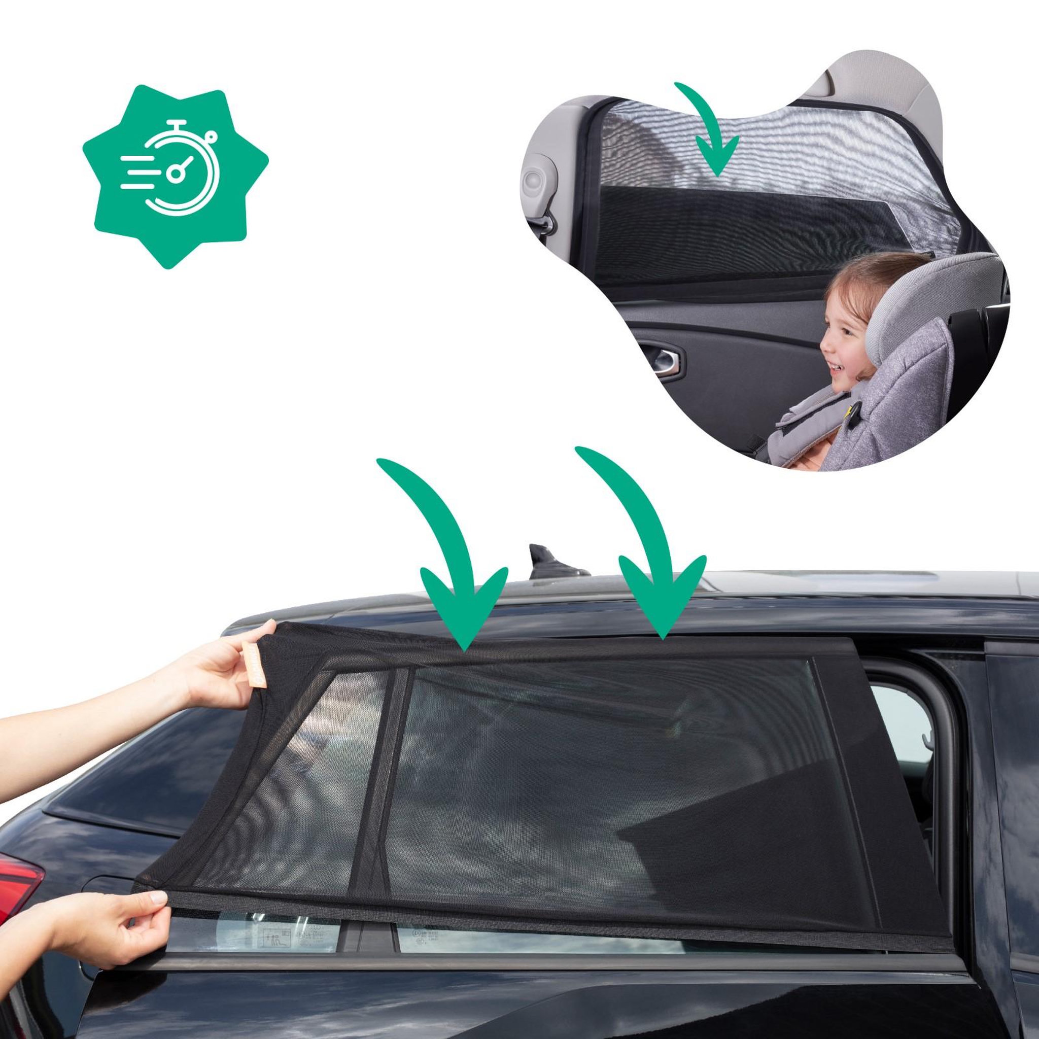 Voir la diapositive 4 : BADABULLE Chaussettes pare-soleil voiture pour vitres arrières (lot de 2) badabulle - taille universelle