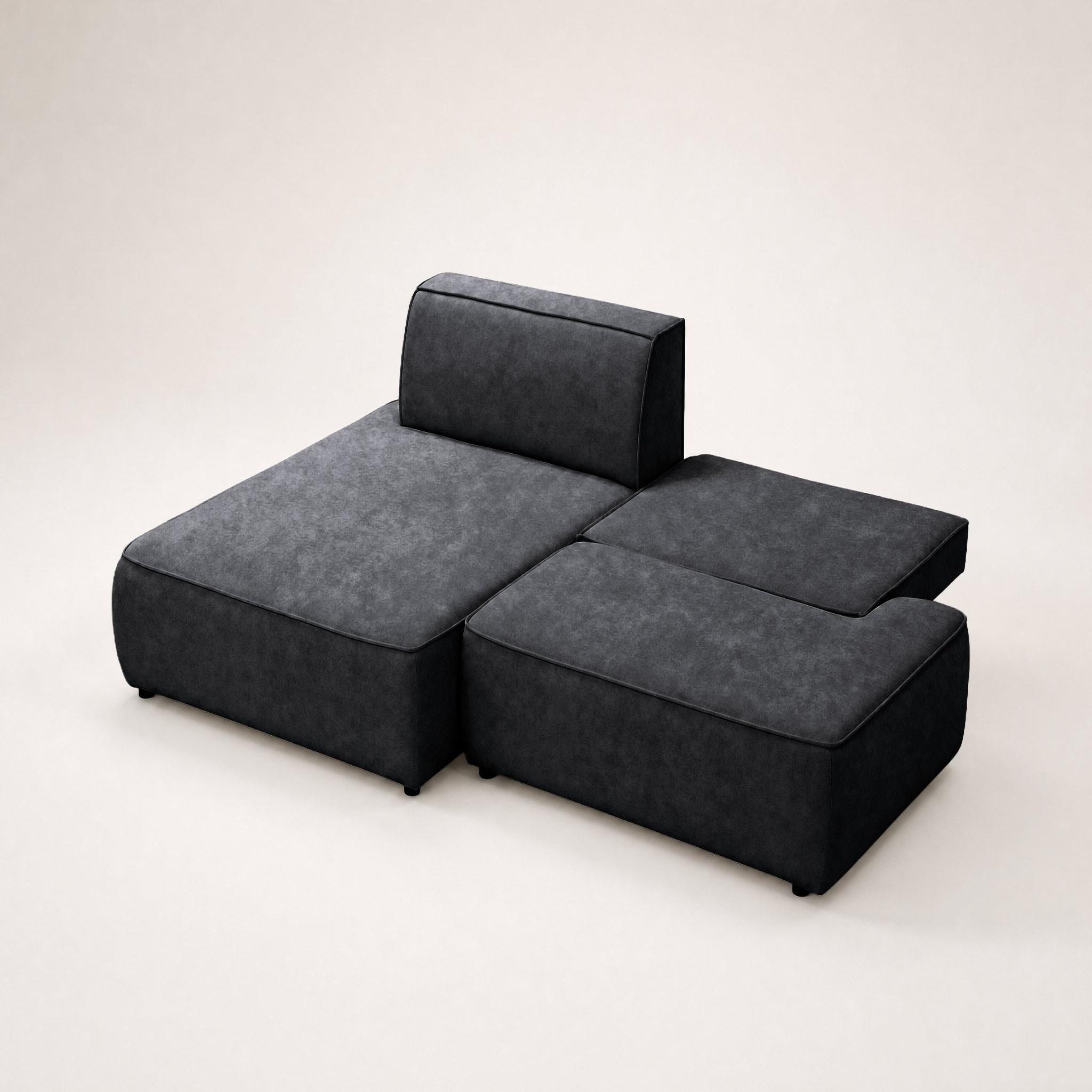 Voir la diapositive 4 : BEST MOBILIER Lisette - canapé d'angle gauche 4 places convertible avec coffre en velours
