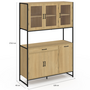 Voir la diapositive 5 : ID MARKET Buffet de cuisine vitré 120 CM DETROIT meuble vaisselier 6 portes design industriel + tiroir