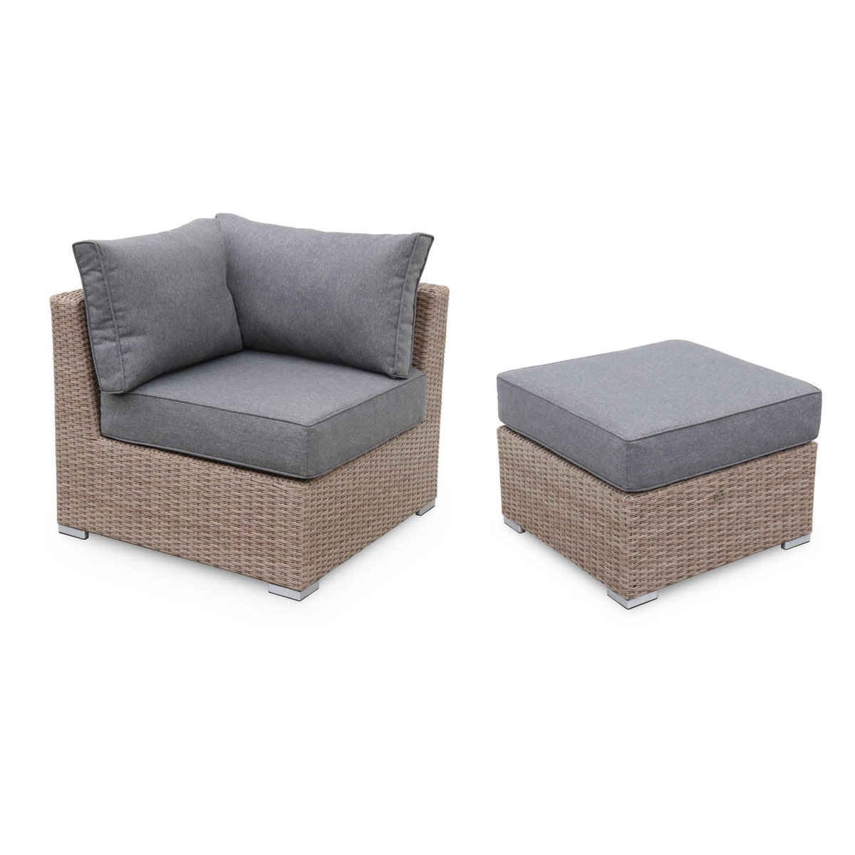 SWEEEK Salon de jardin haut de gamme en résine tressée arrondie VINCI 5 places