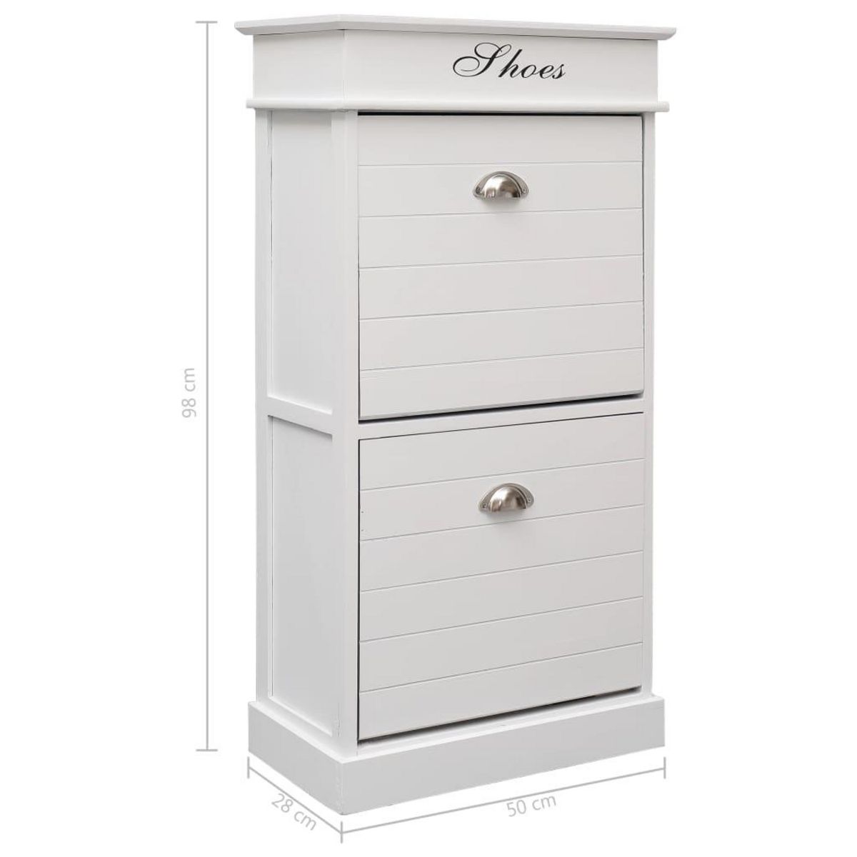 VIDAXL Armoire a chaussures Blanc 50 x 28 x 98 cm Bois de Paulownia